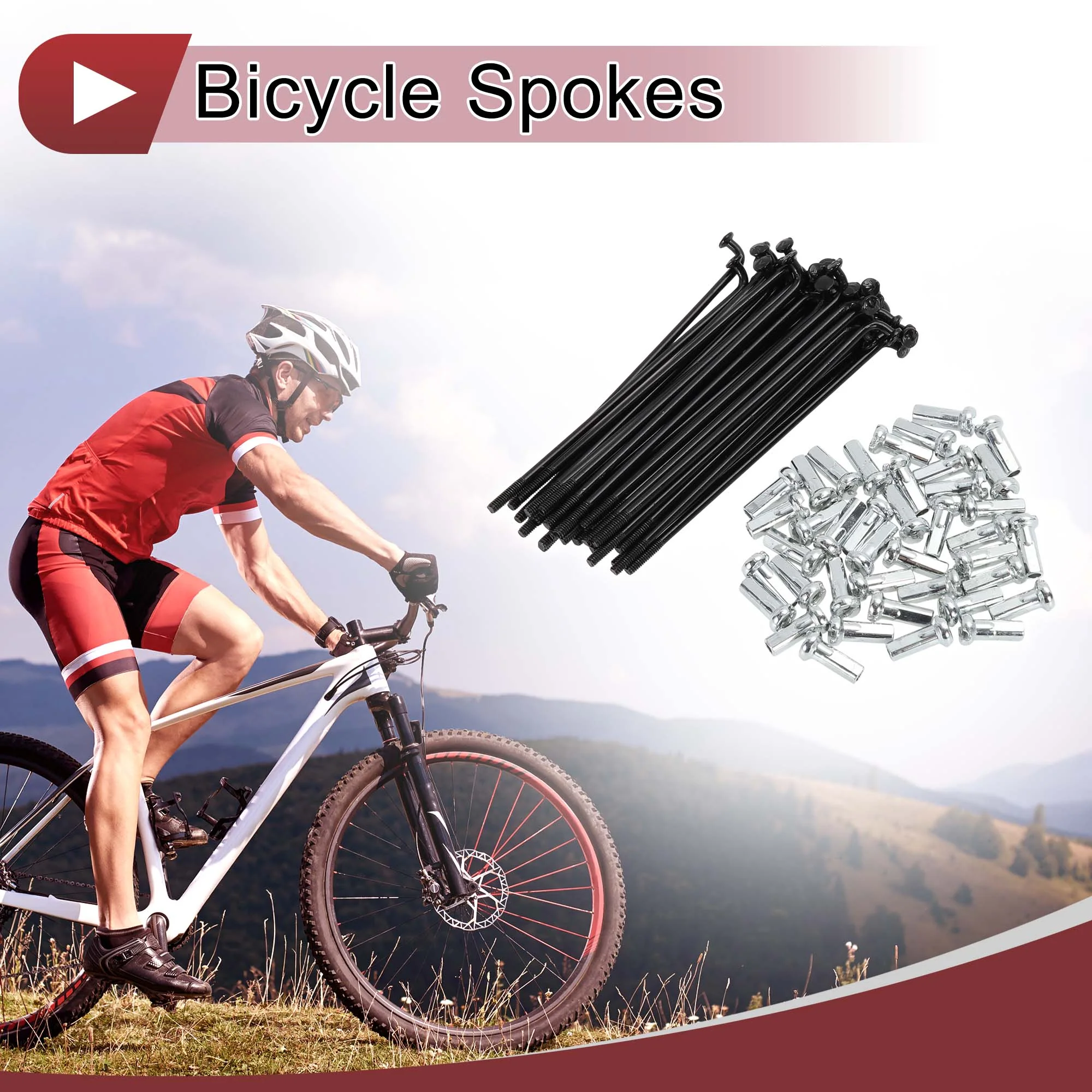 38 Set 14G Bicycle Spoke 72mm Bike Wheel Spoke Carbon Steel Black - Image 2