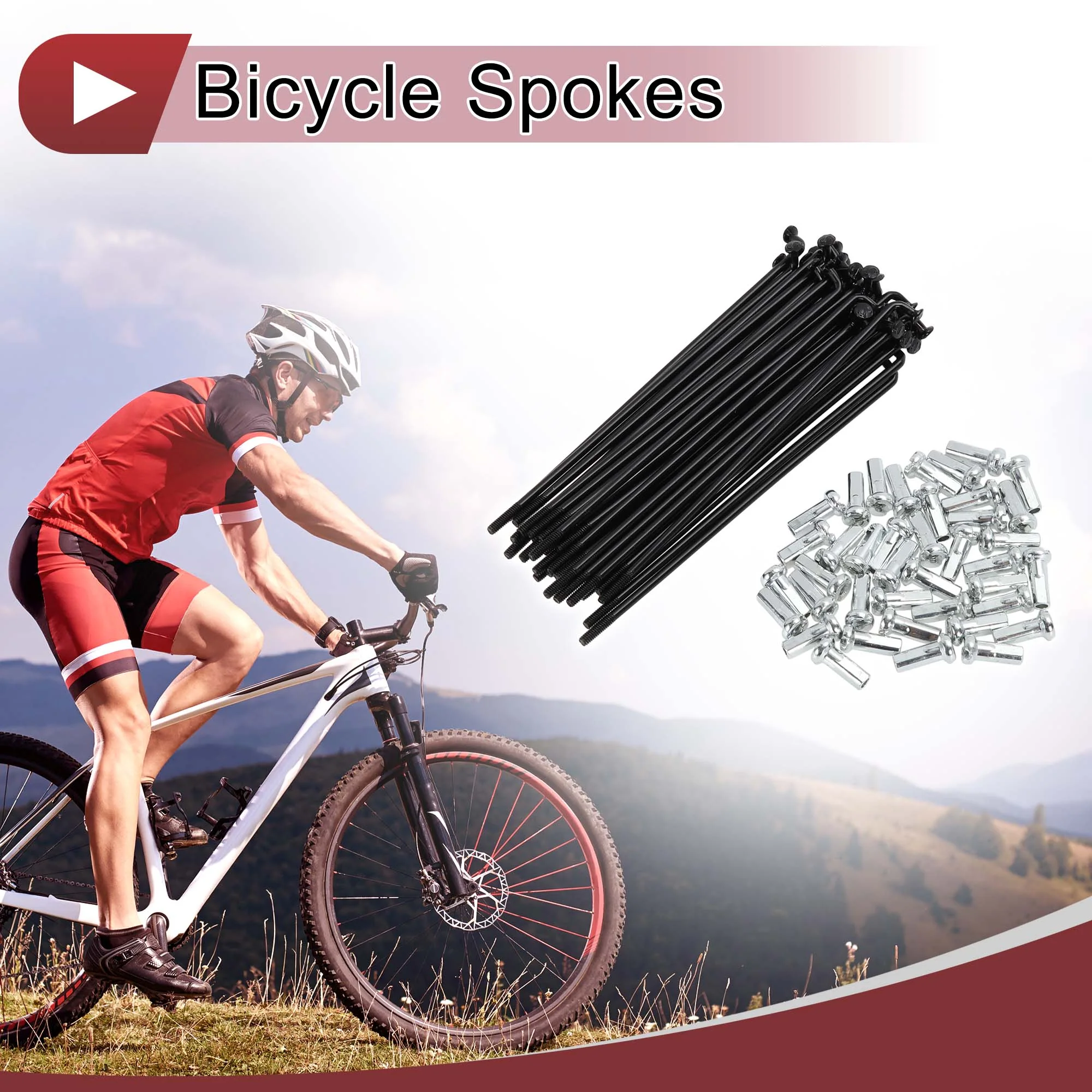 38 Set 14G Bicycle Spoke 90mm Bike Wheel Spoke Carbon Steel Black - Image 2
