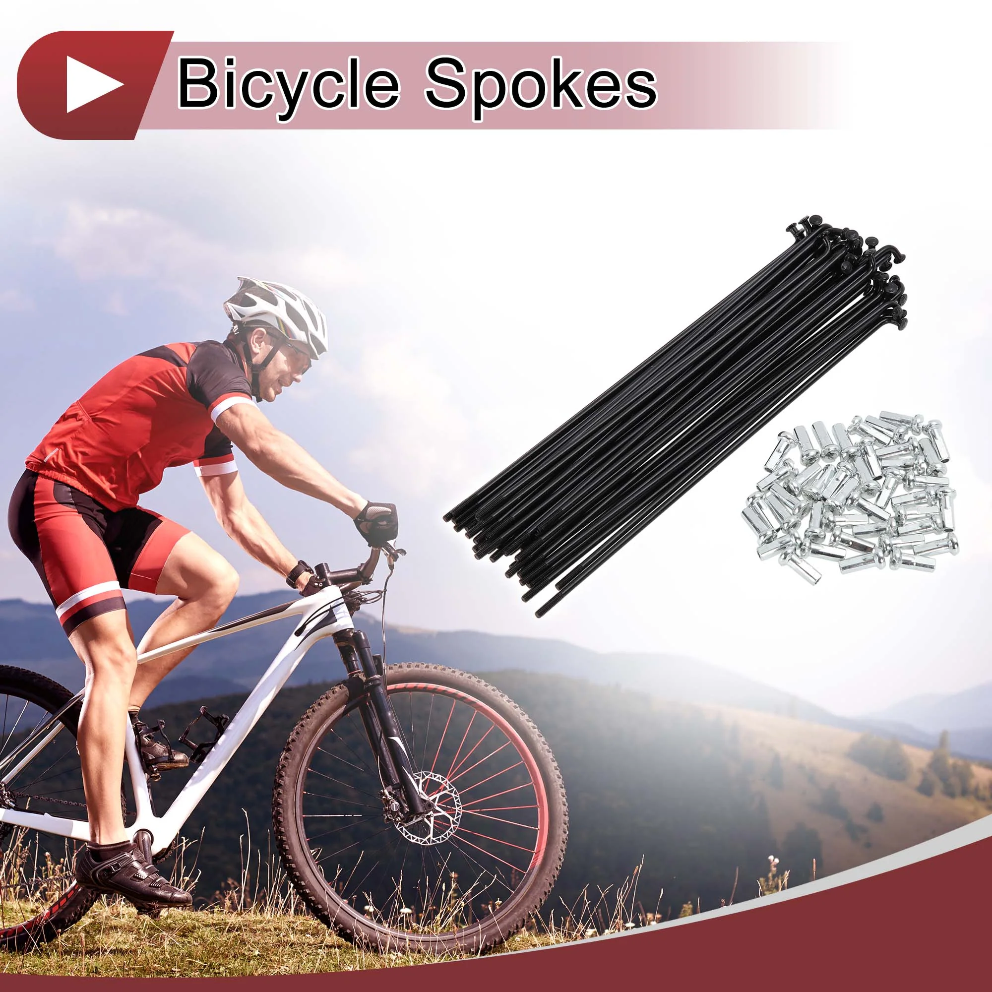 38 Set 14G Bicycle Spoke 138mm Bike Wheel Spoke Carbon Steel Black - Image 2