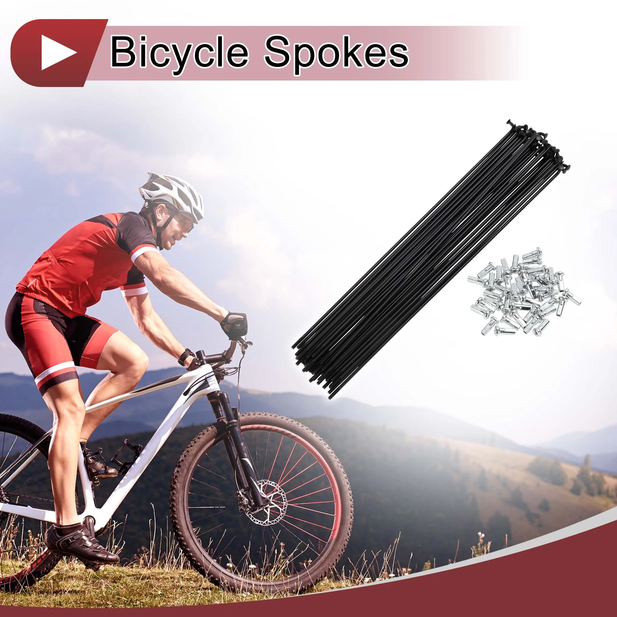38 Set 14G Bicycle Spoke 207mm Bike Wheel Spoke Carbon Steel Black - Image 2