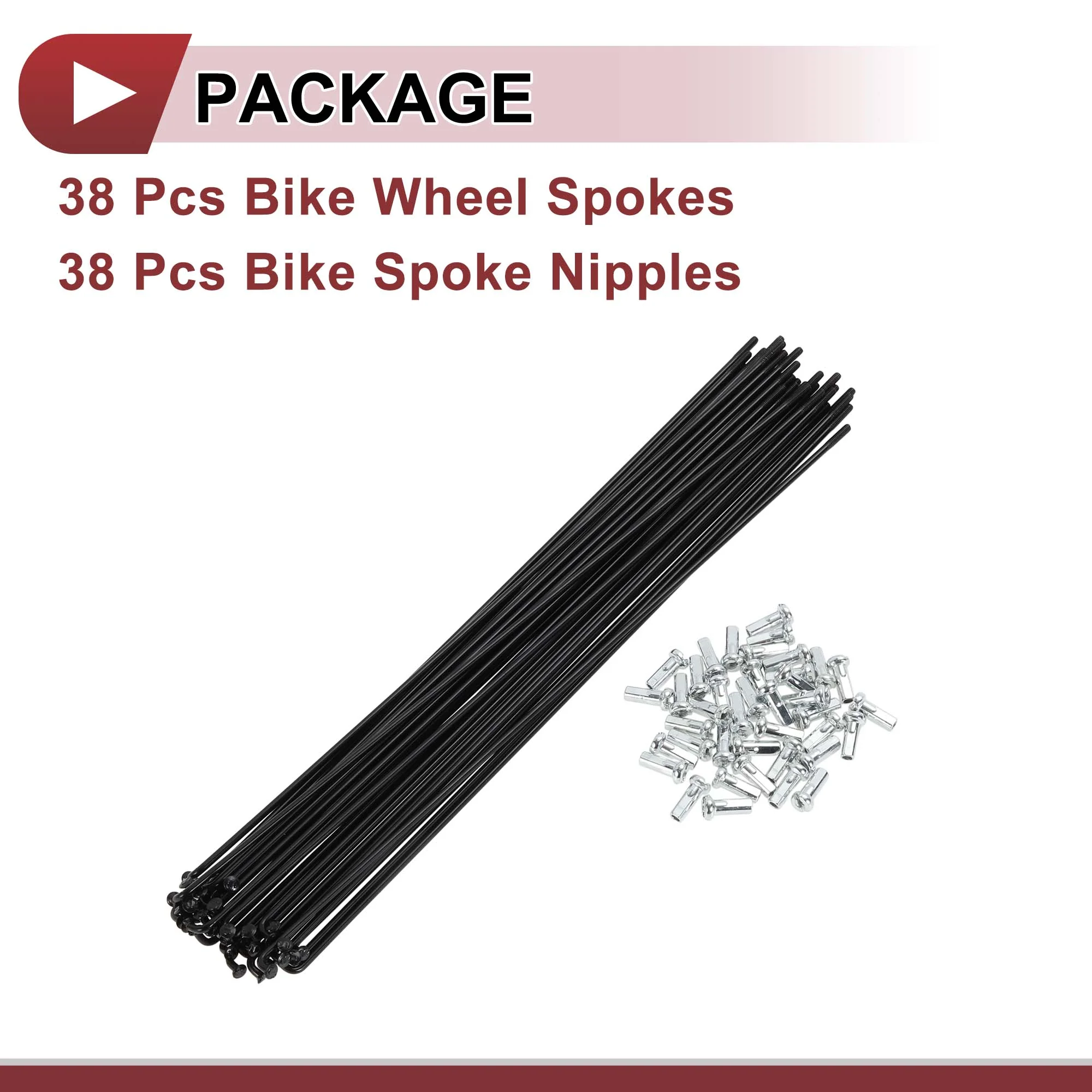 38 Set 14G Bicycle Spoke 218mm Bike Wheel Spoke Carbon Steel Black - Image 5