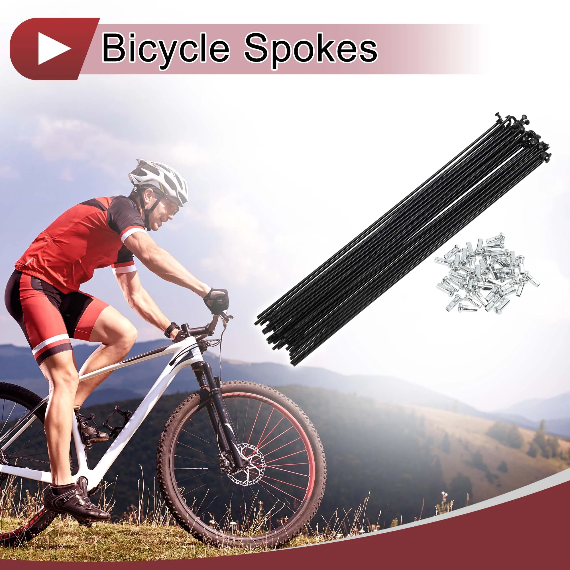38 Set 14G Bicycle Spoke 223mm Bike Wheel Spoke Carbon Steel Black - Image 2