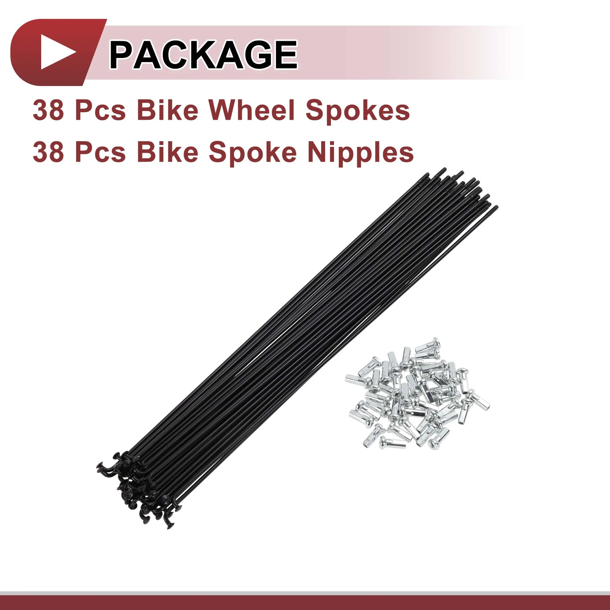38 Set 14G Bicycle Spoke 228mm Bike Wheel Spoke Carbon Steel Black - Image 5