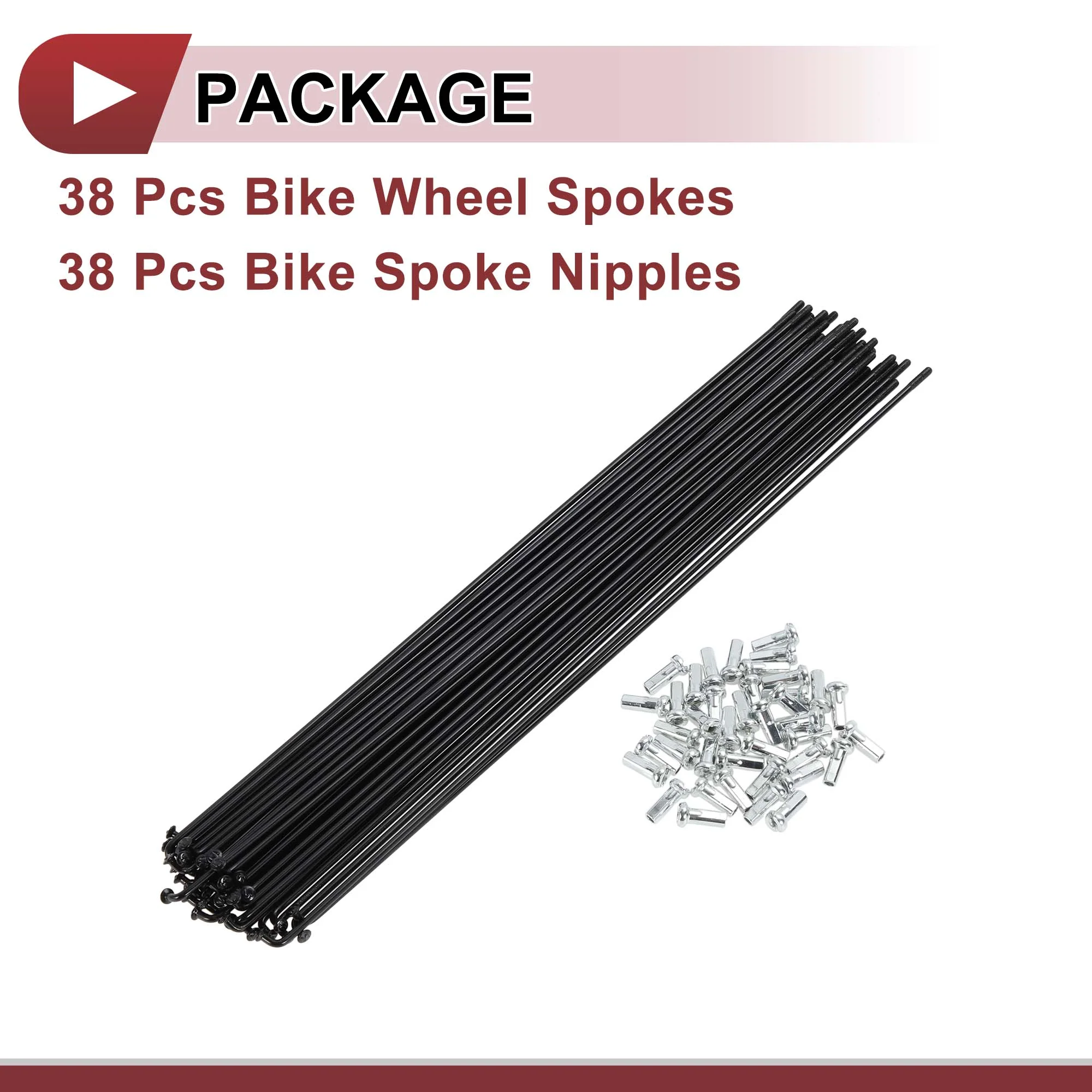 38 Set 14G Bicycle Spoke 233mm Bike Wheel Spoke Carbon Steel Black - Image 5