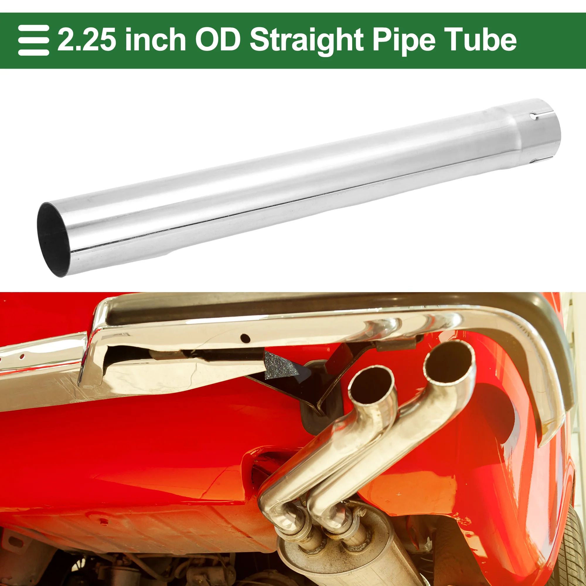 2.25" OD Straight Exhaust Pipe Tube T304 17.32" Length Silver Tone - Image 2
