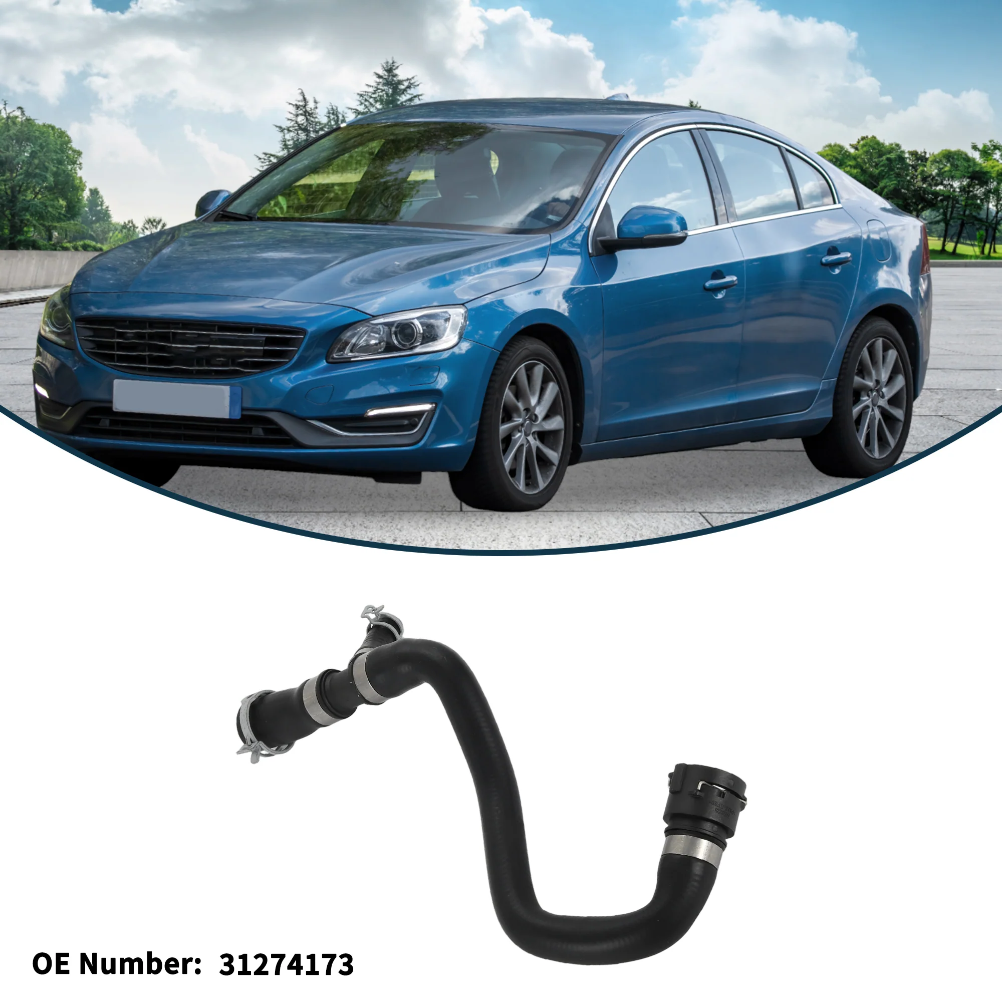 Radiator Hose Heater Hose for Volvo S60 2008-2018 No.31274173 Rubber Black 1 Pc - Image 3