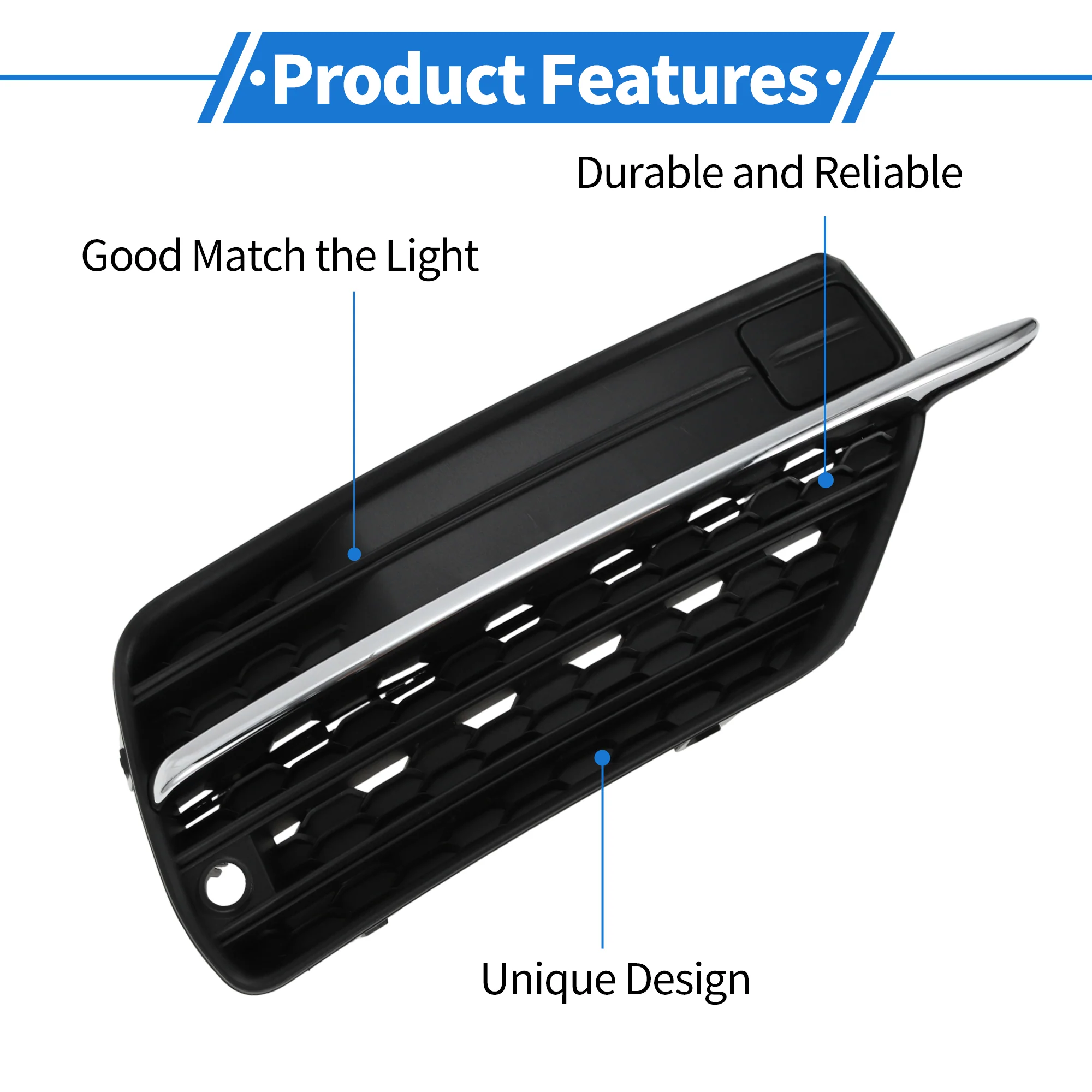 Front Bumper Fog Light Cover No.31383045 for Volvo XC90 T5 Black Silver Tone 1Pc - Image 6