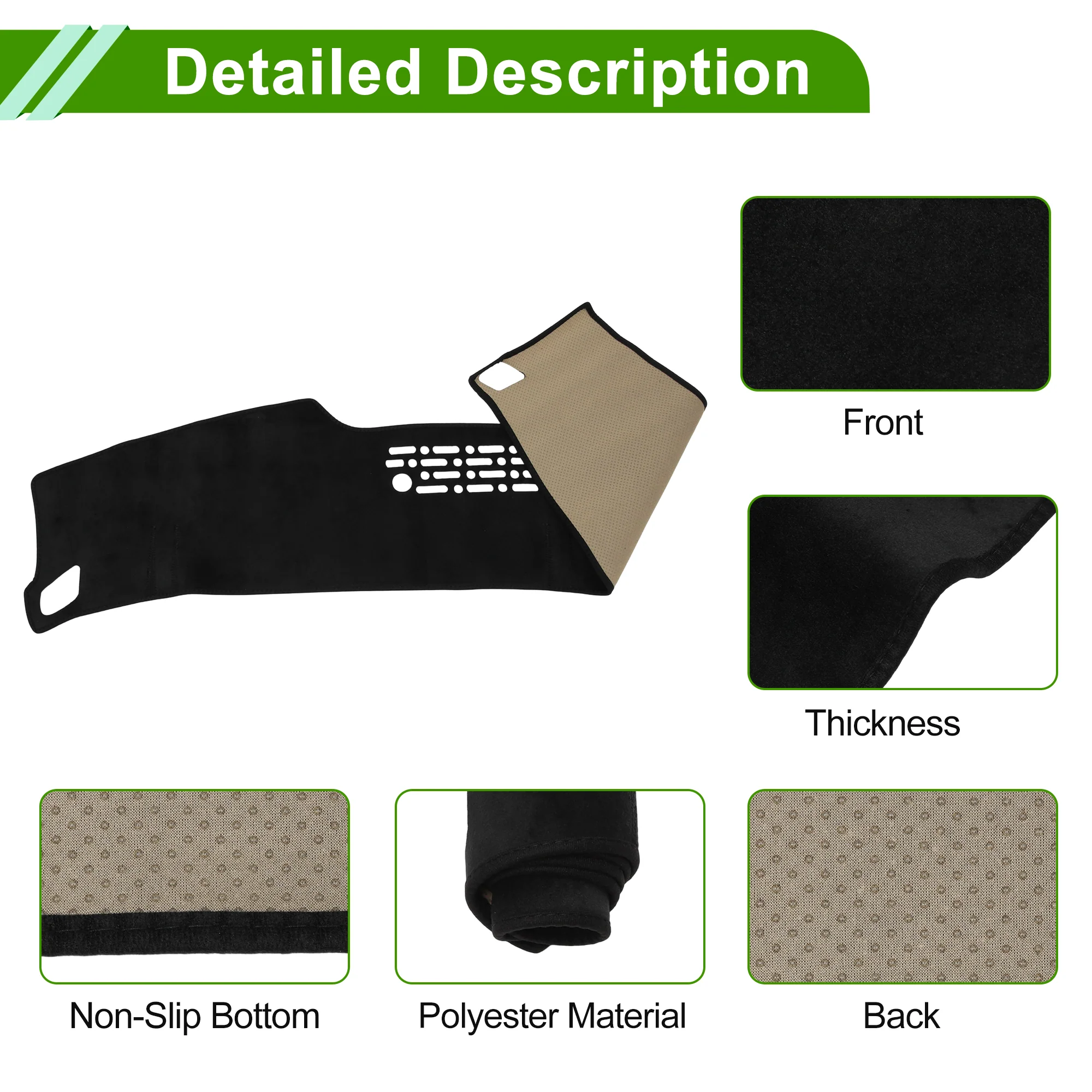 Dash cover for kia k4 2025 Car Interior Anti-Slip/Anti Dust Flannel Black 1 Pc - Image 6