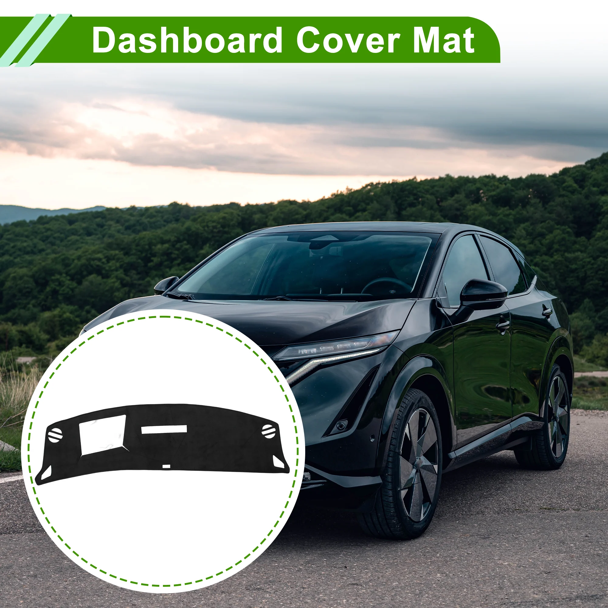 Dash cover for Nissan Ariya 2023-2025 With Hud Flannel Black 1 Pc - Image 2