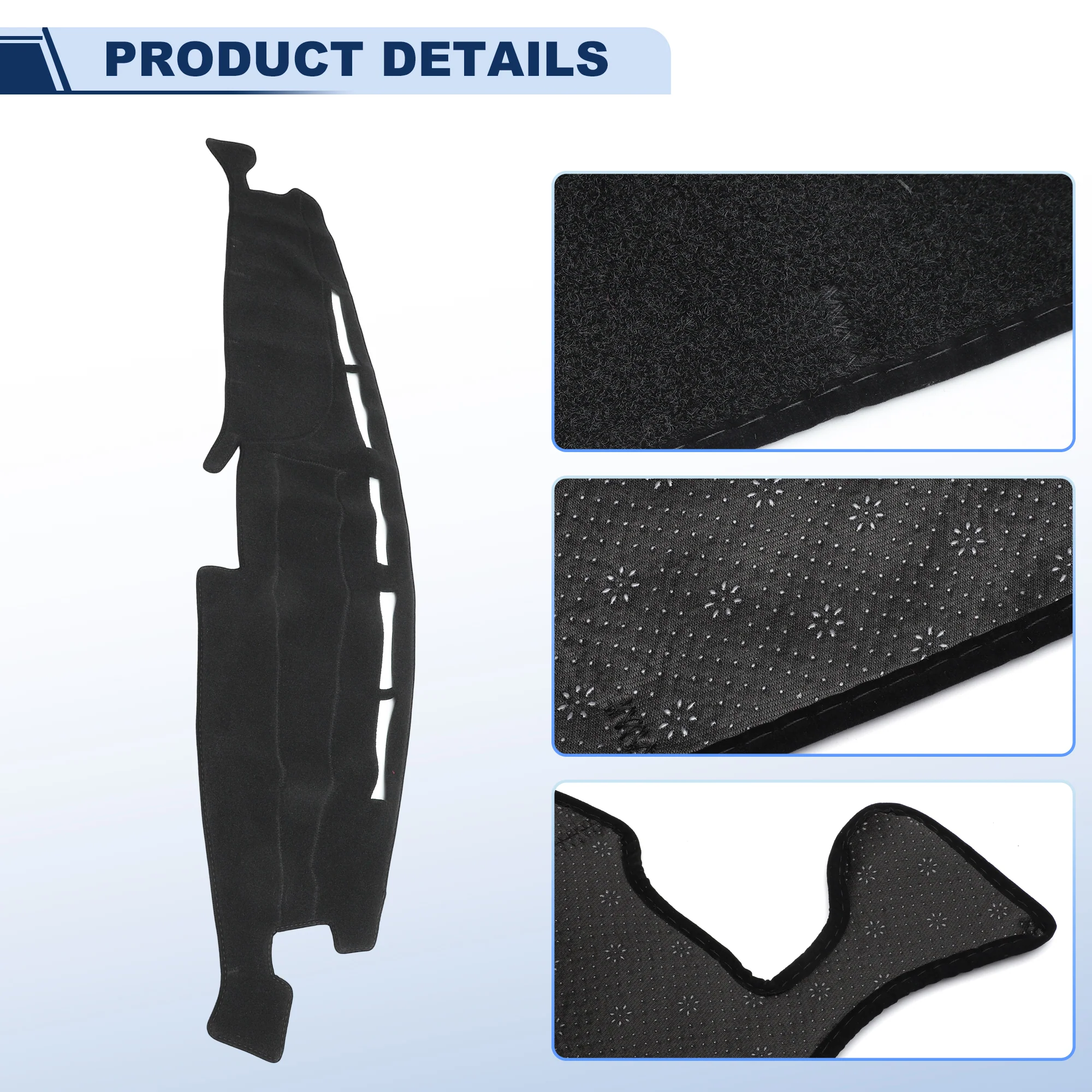 Dashboard Dash Cover Mat Pad Carpet For Ford F-150 F-250 F-350 1992-1996 Black - Image 4