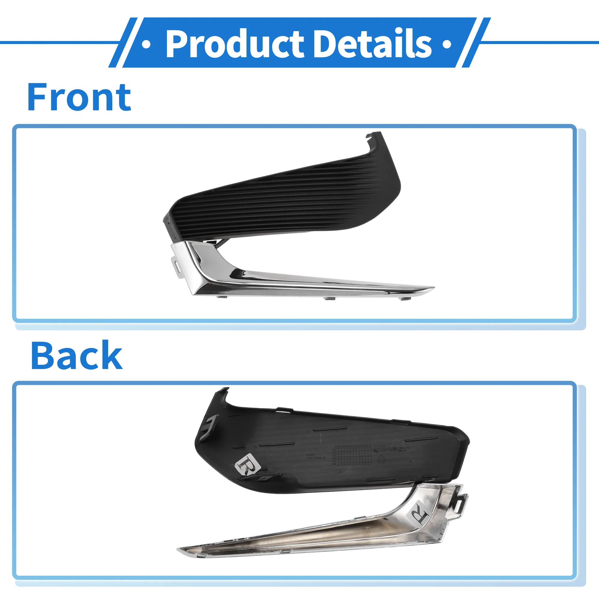 Front Right Fog Light Grill GM1039230 for Chevrolet Malibu 16-18 Black Plating - Image 5