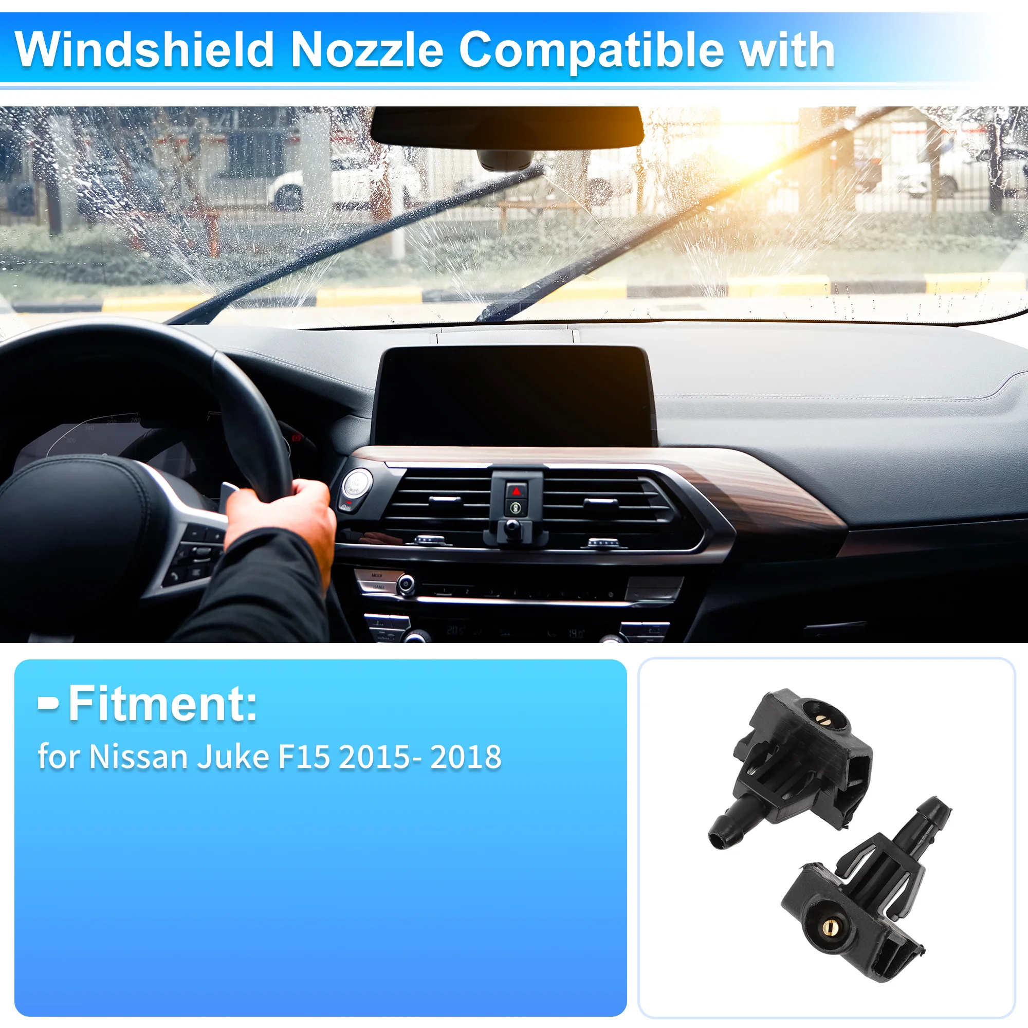 Windshield Washer Nozzle for Nissan Juke F15 15-18 Replace No.28932BA61A 2 pcs - Image 3