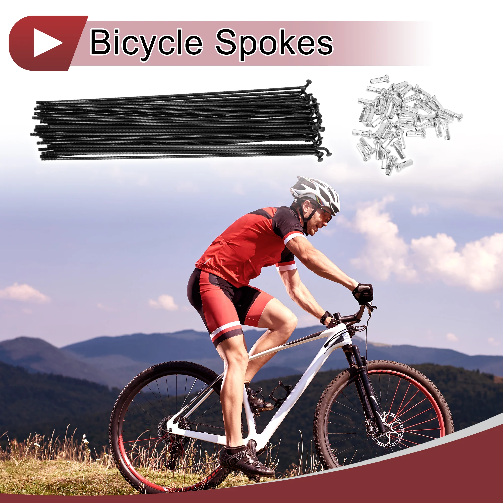 38 Set 14G Bicycle Spoke 183 mm 14G Bike Wheel Spoke Carbon Steel Black - Image 2