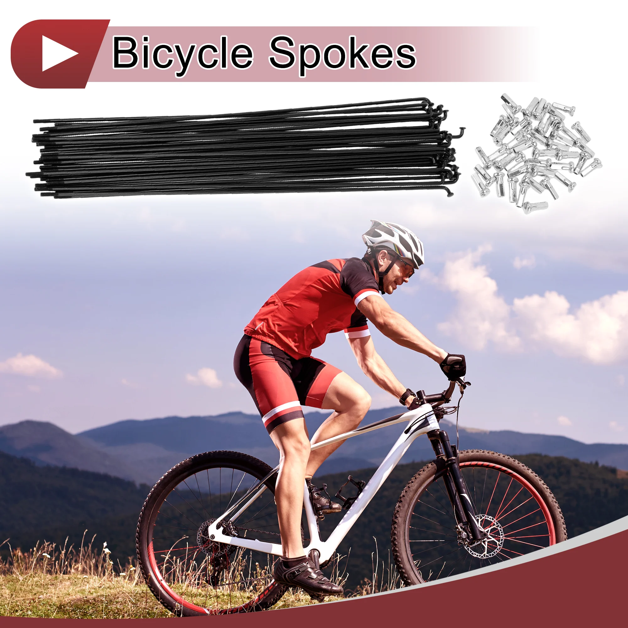 38 Set 14G Bicycle Spoke 224 mm 14G Bike Wheel Spoke Carbon Steel Black - Image 2