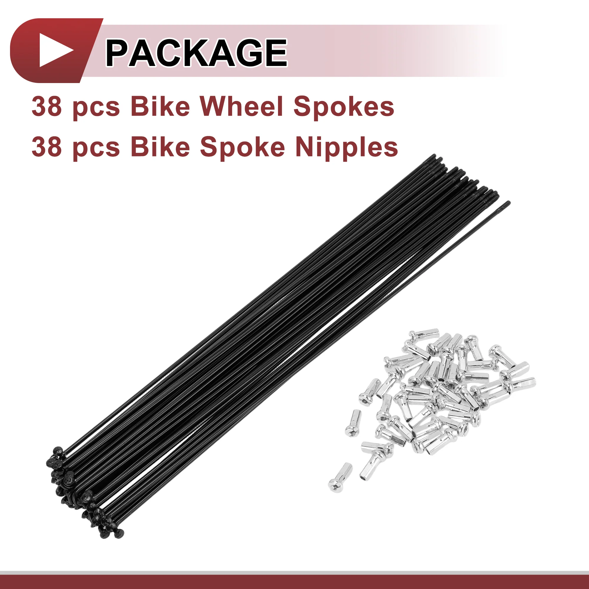 38 Set 14G Bicycle Spoke 231 mm 14G Bike Wheel Spoke Carbon Steel Black - Image 5