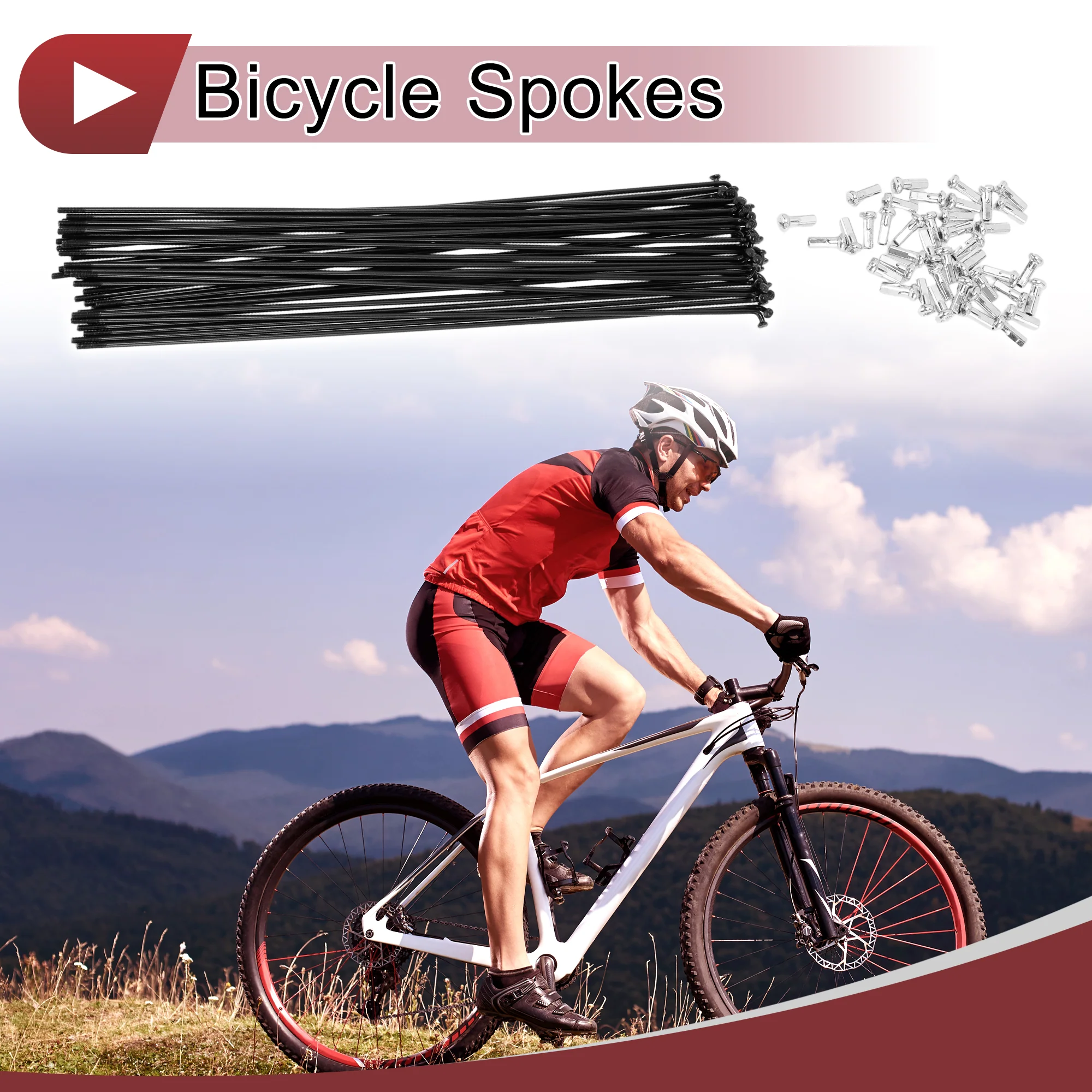 38 Set 14G Bicycle Spoke 248 mm 14G Bike Wheel Spoke Carbon Steel Black - Image 2
