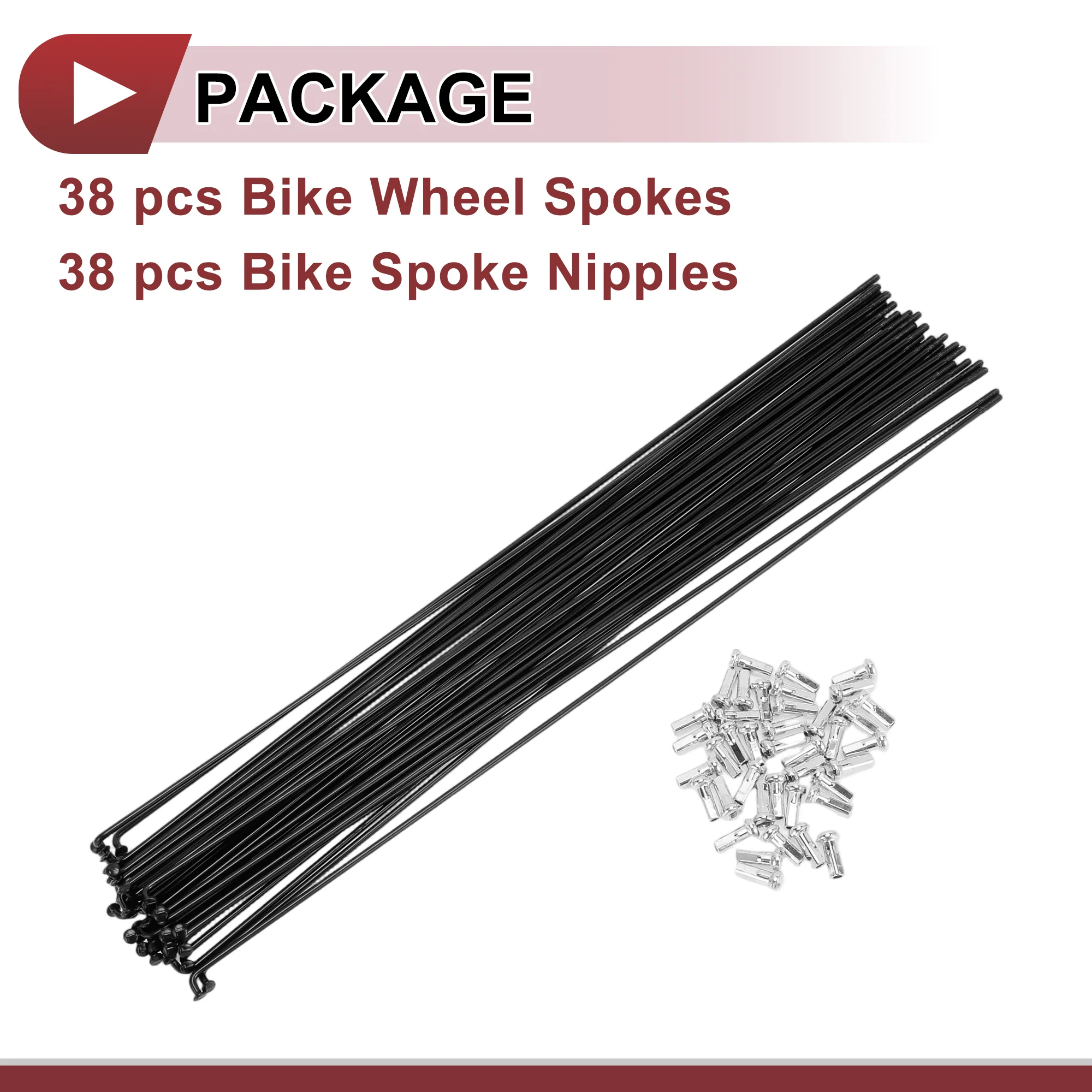 38 Set 14G Bicycle Spoke 289 mm 14G Bike Wheel Spoke Carbon Steel Black - Image 5
