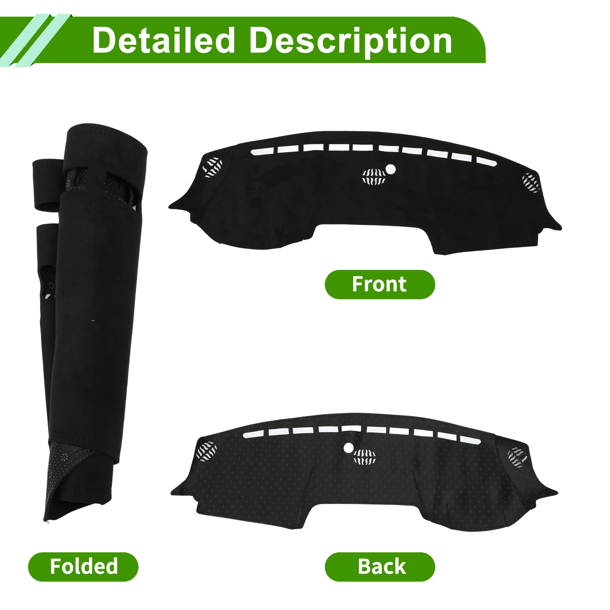 Dashboard Cover for Ram 1500 2019-2026 without Hud Suede Black 1 Pc - Image 4