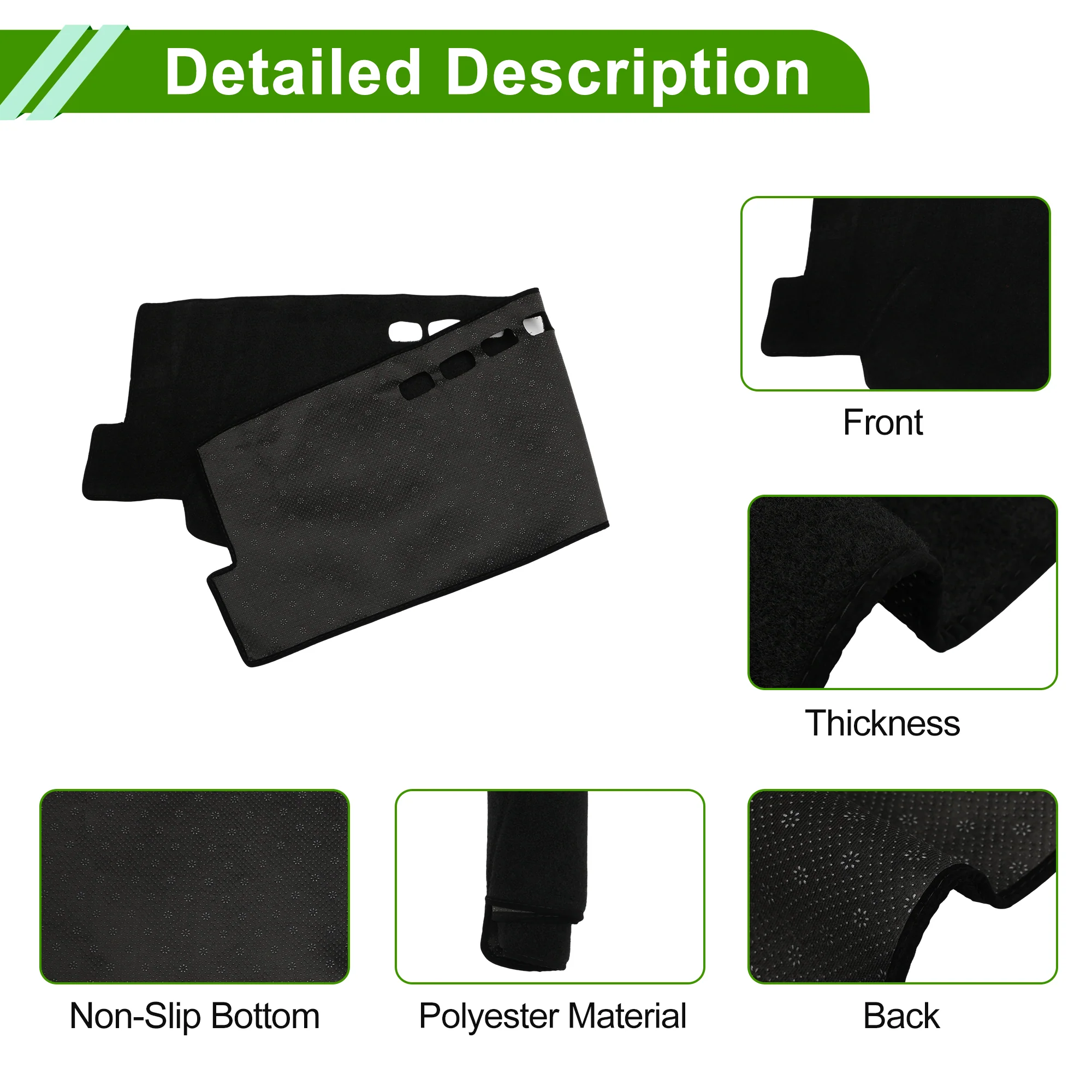 Dashboard Cover for Toyota Camry 2018-2024 without Hud Polyester Black 1 Pc - Image 6