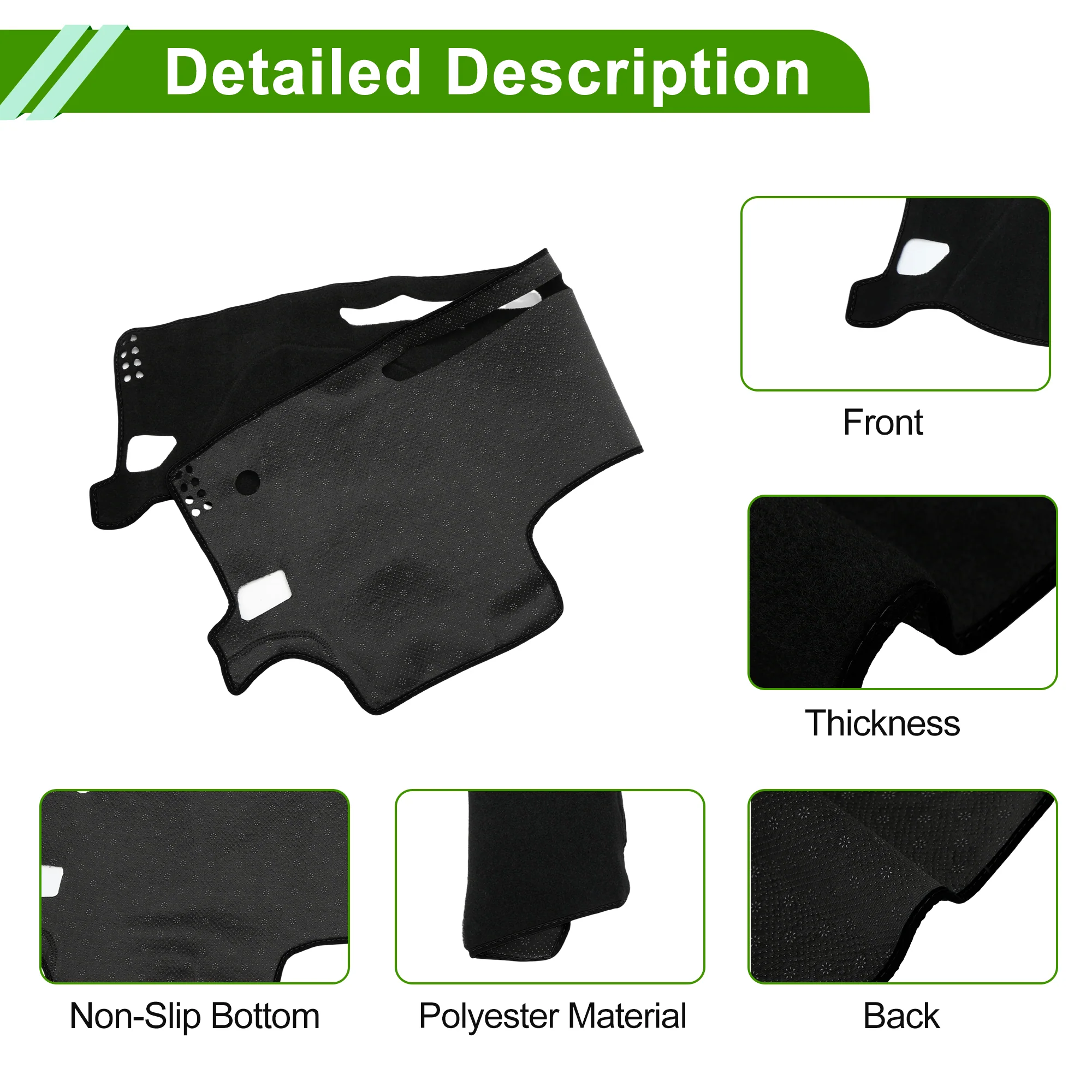 Dashboard Cover for Toyota Tacoma SR 2016-2023 without Hud Polyester Black 1 Pc - Image 6