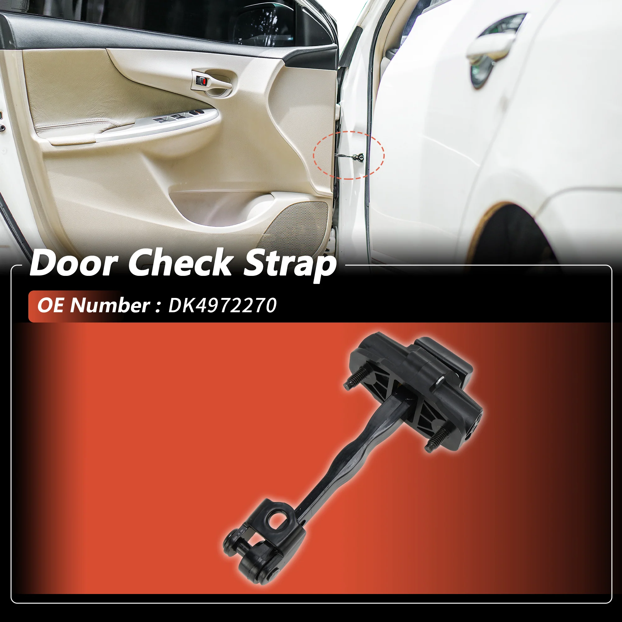No.DK4972270 Rear Left/Rear Right Door Check Strap for Ford Fiesta 2009-2019 1Pc - Image 2