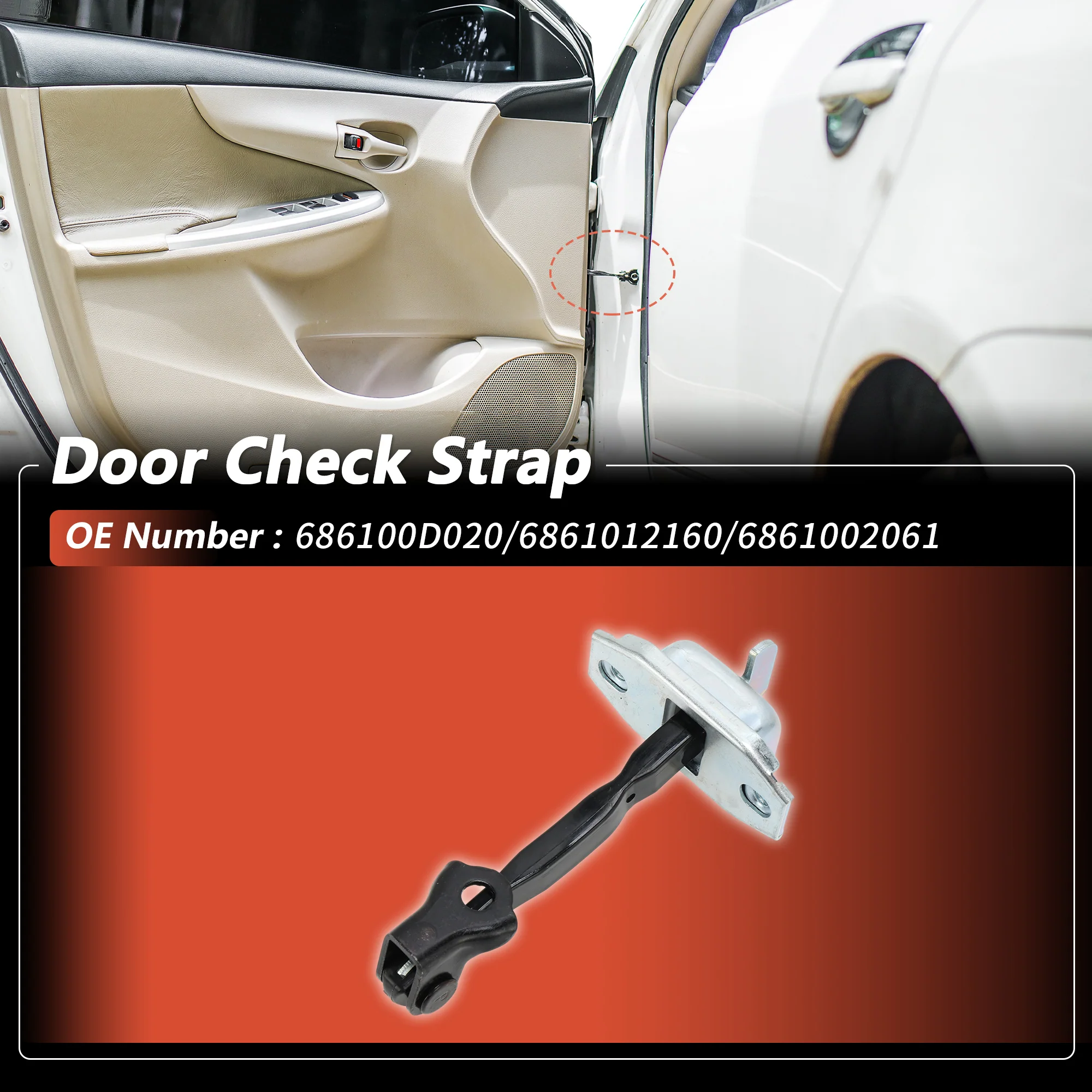 No.686100D020 Front Left/Front Right Door Check Strap for Toyota Corolla 03-09 - Image 2