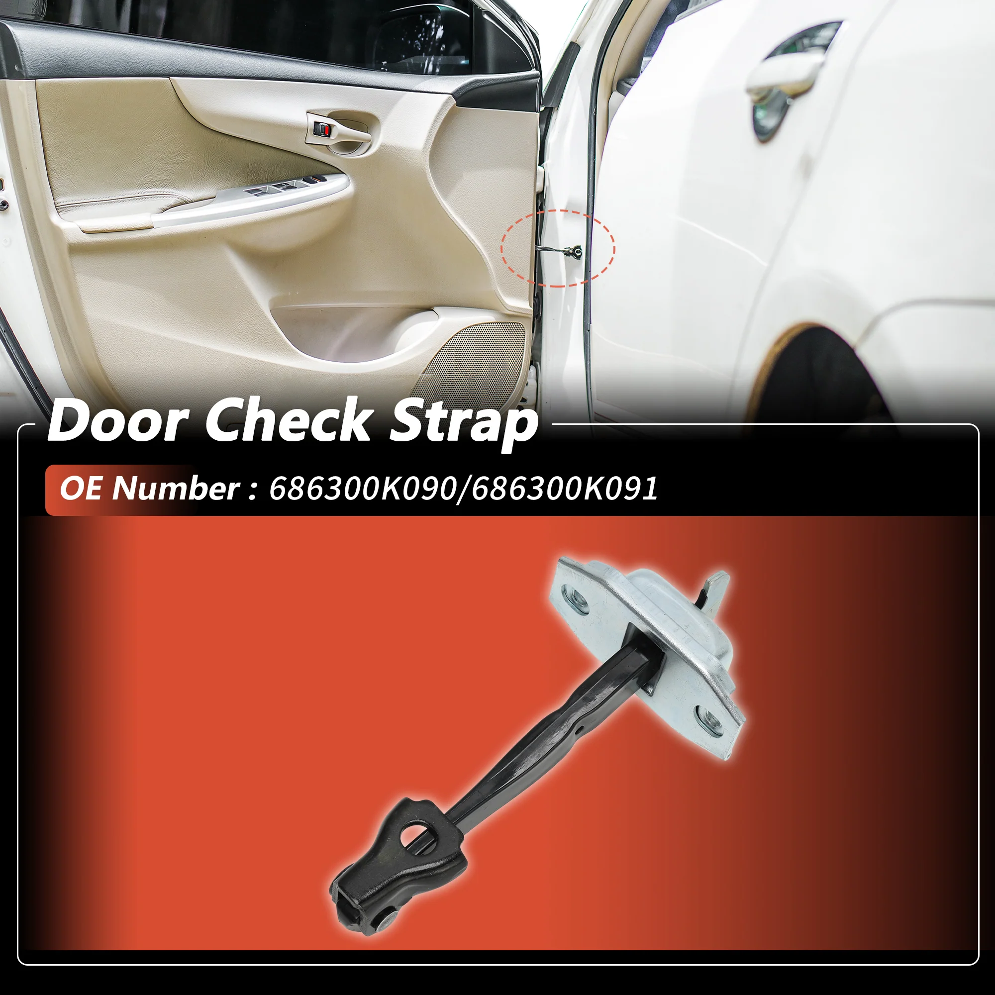 No.686300K090 Rear Left/Rear Right Door Check Strap for Toyota Hilux 15-22 1Pc - Image 2