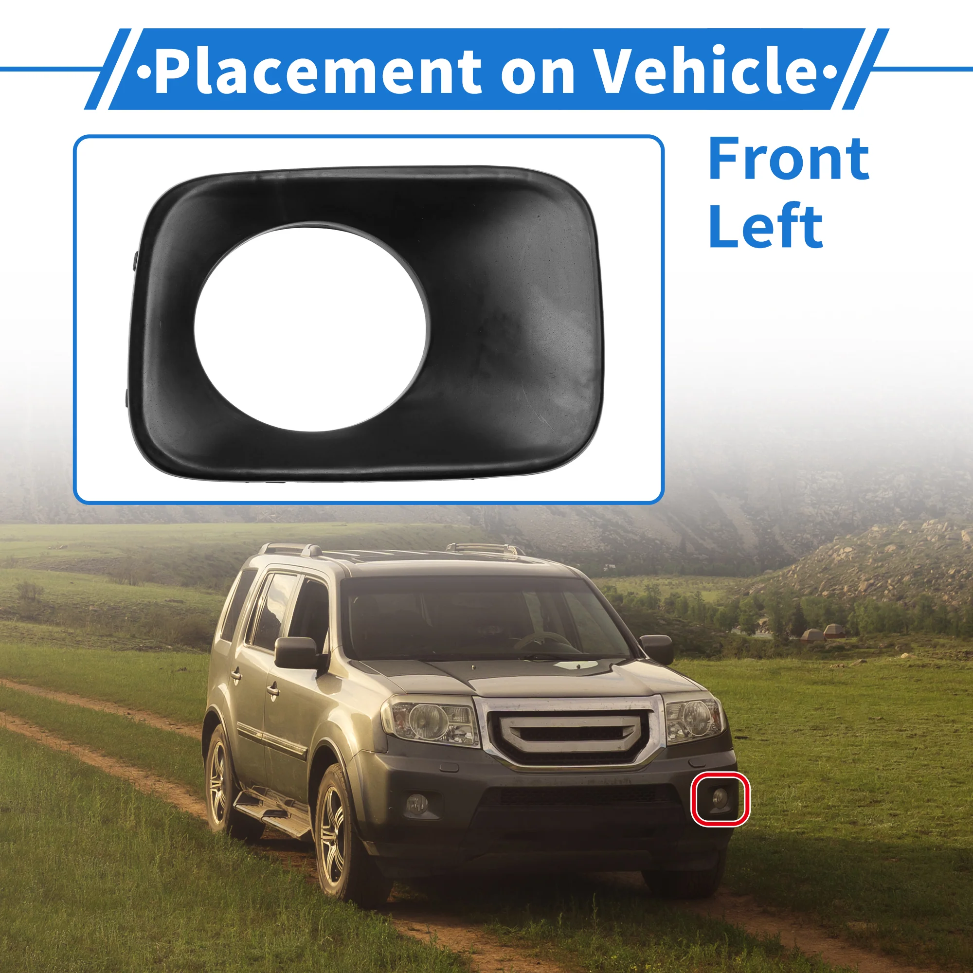 Fog Light Grill No.HO1038101 for Honda Pilot 2009-2011 Black ABS 1 pcs - Image 3