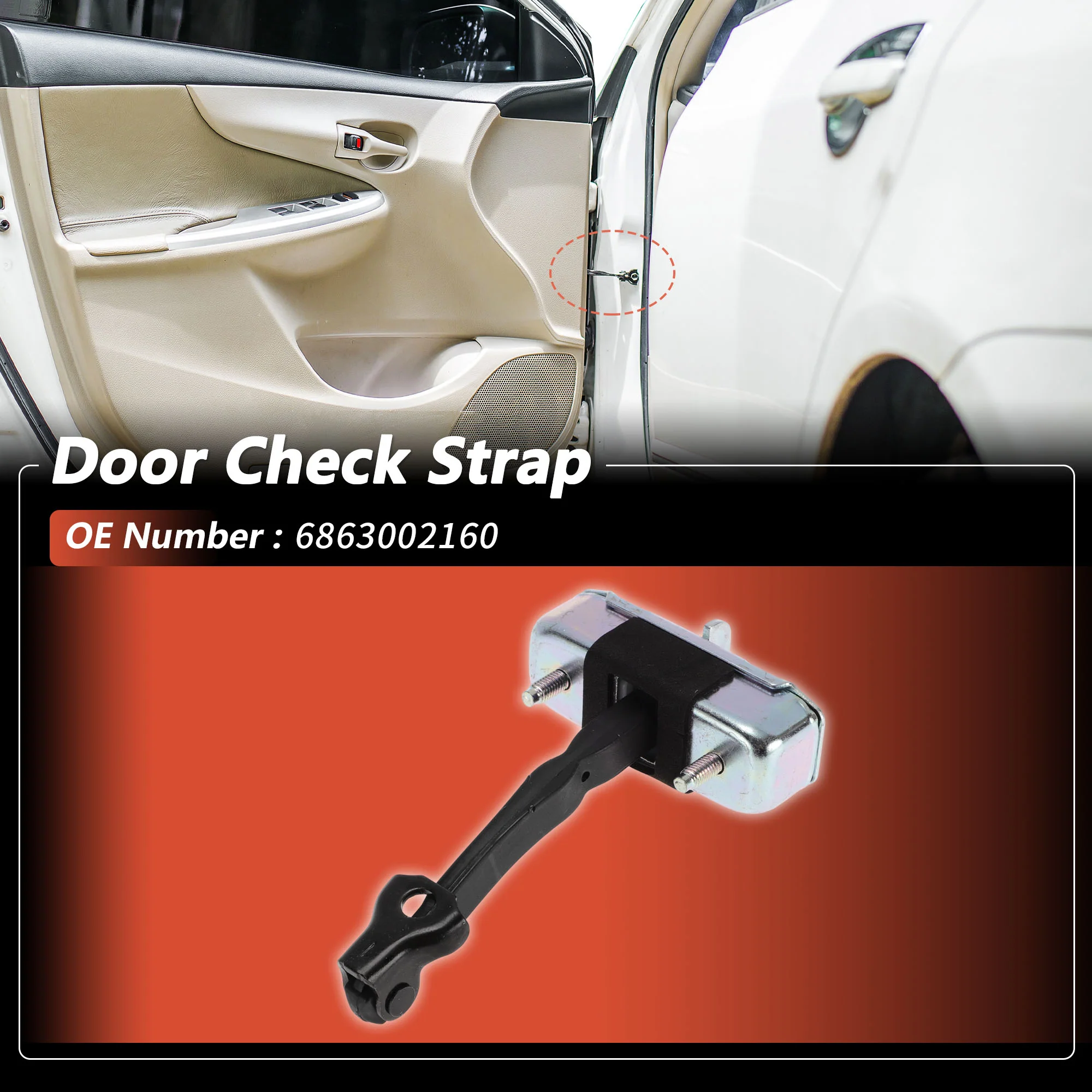 No.6863002160 Left And Right Rear Door Door Check Strap for Toyota Corolla 09-13 - Image 2