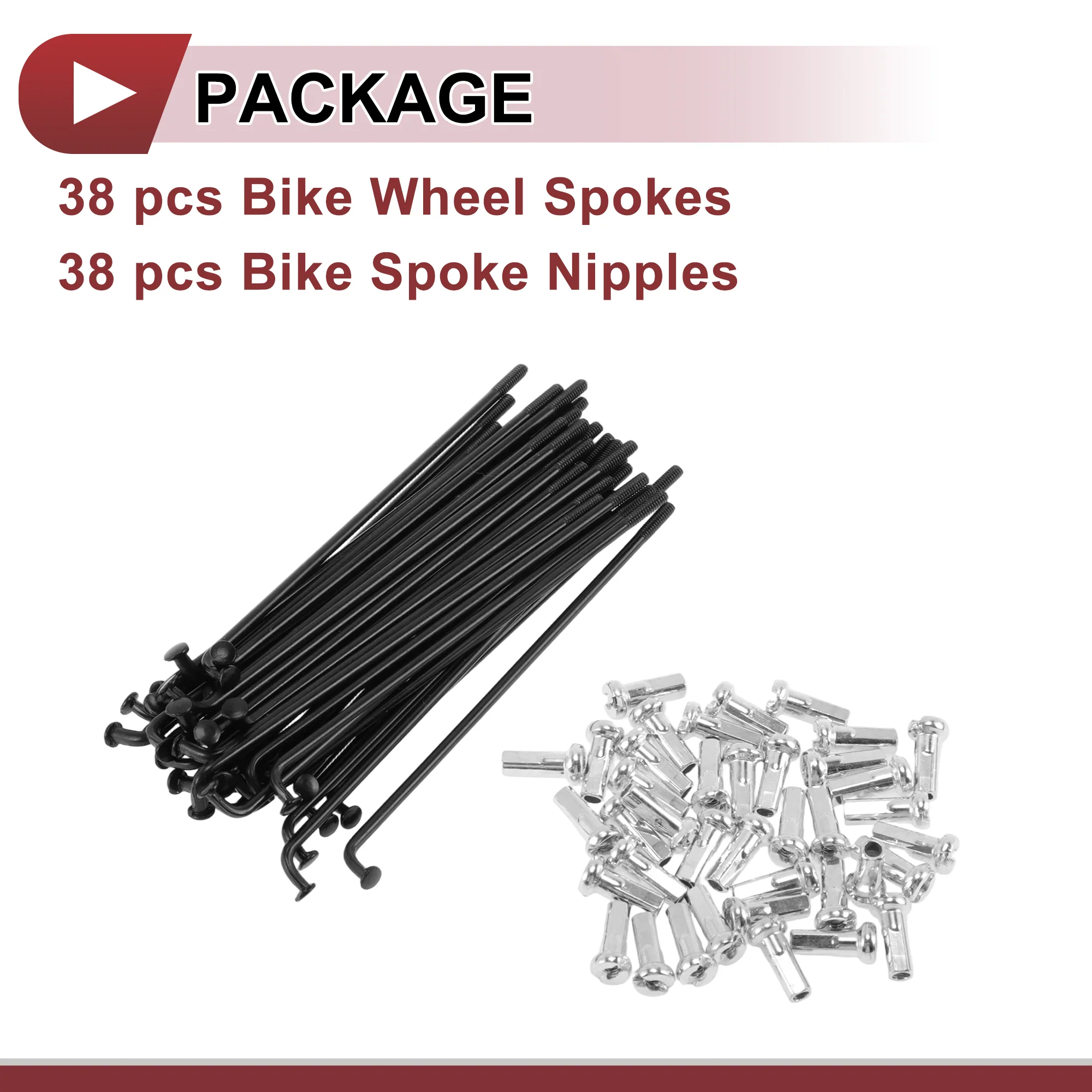 38 Set 14G Bicycle Spoke 80 mm 14G Bike Wheel Spoke Carbon Steel Black - Image 5