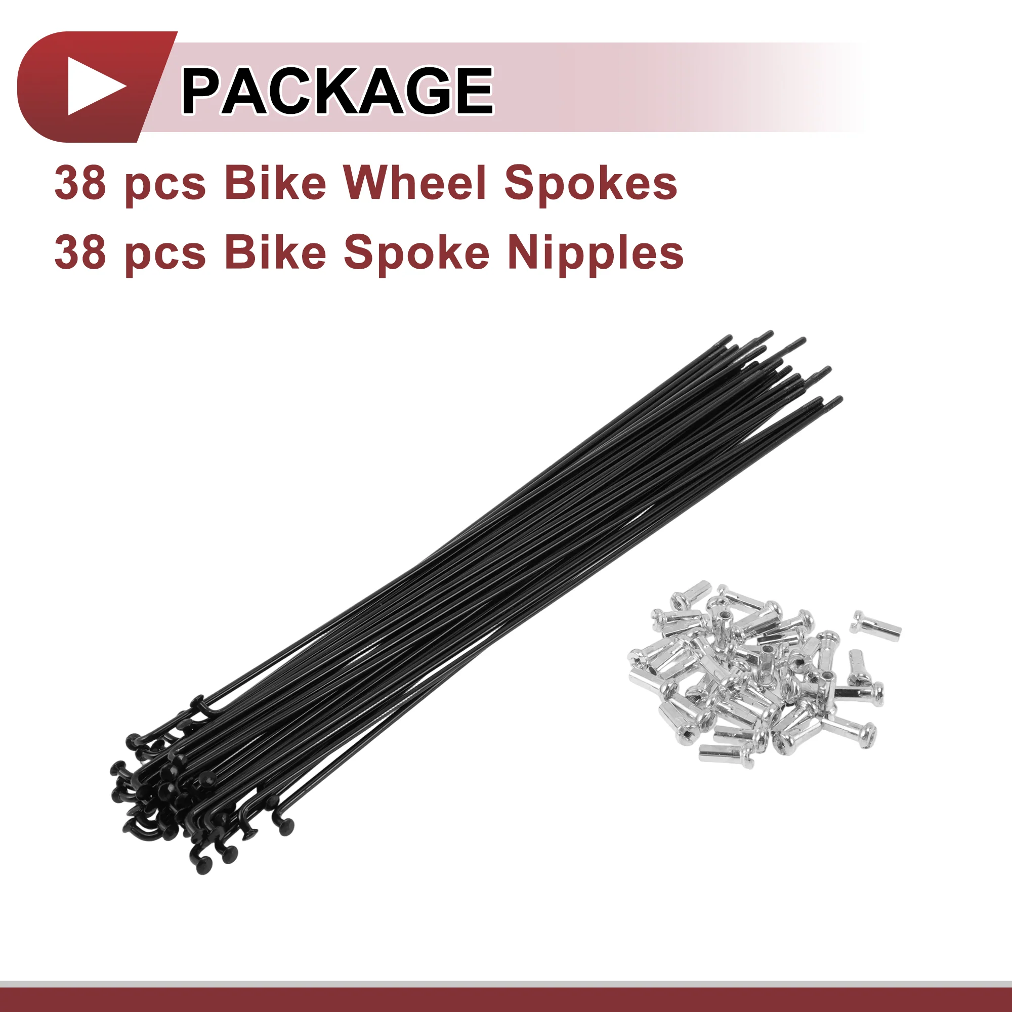 38 Set 14G Bicycle Spoke 219 mm 14G Bike Wheel Spoke Carbon Steel Black - Image 5