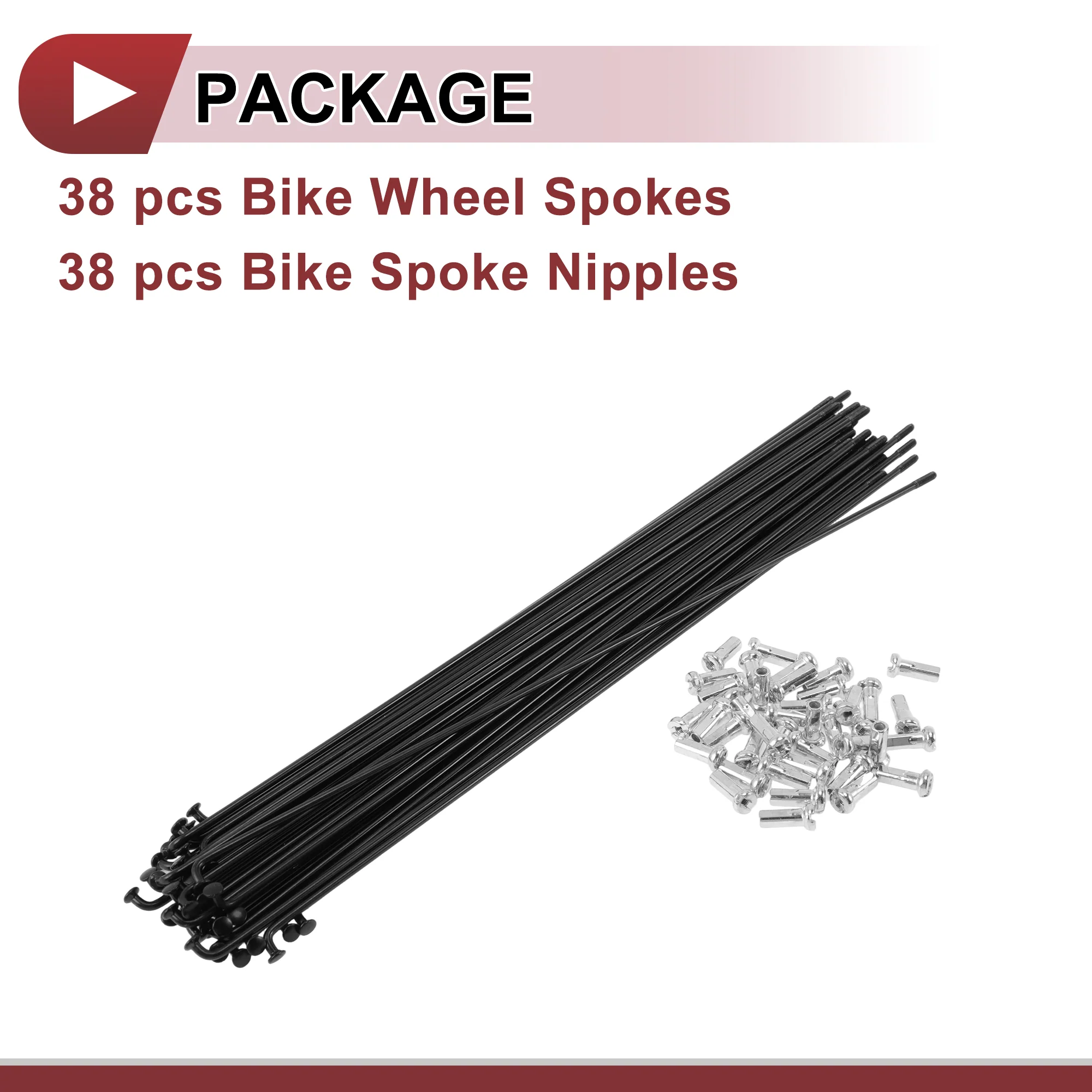 38 Set 14G Bicycle Spoke 225 mm 14G Bike Wheel Spoke Carbon Steel Black - Image 5
