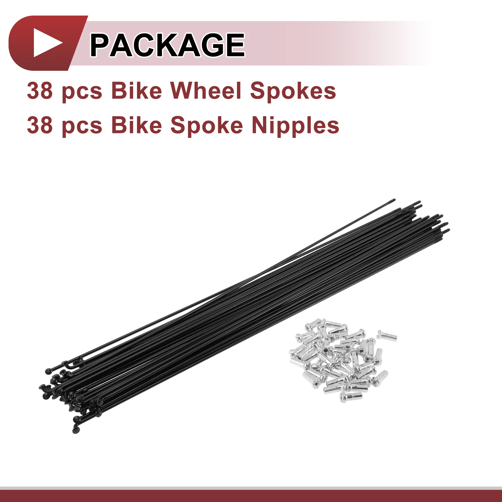 38 Set 14G Bicycle Spoke 284 mm 14G Bike Wheel Spoke Carbon Steel Black - Image 5