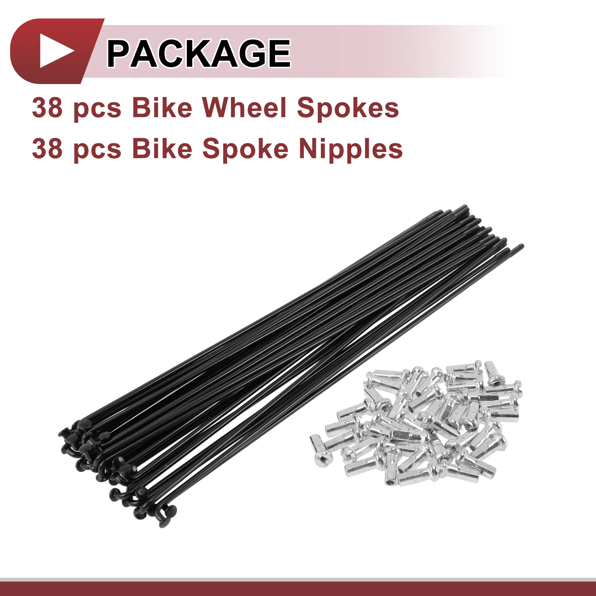 38 Set 14G Bicycle Spoke 181 mm 14G Bike Wheel Spoke Carbon Steel Black - Image 5