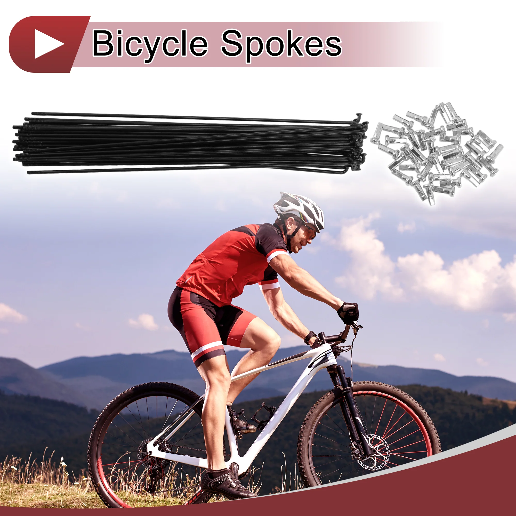 38 Set 14G Bicycle Spoke 192 mm 14G Bike Wheel Spoke Carbon Steel Black - Image 2