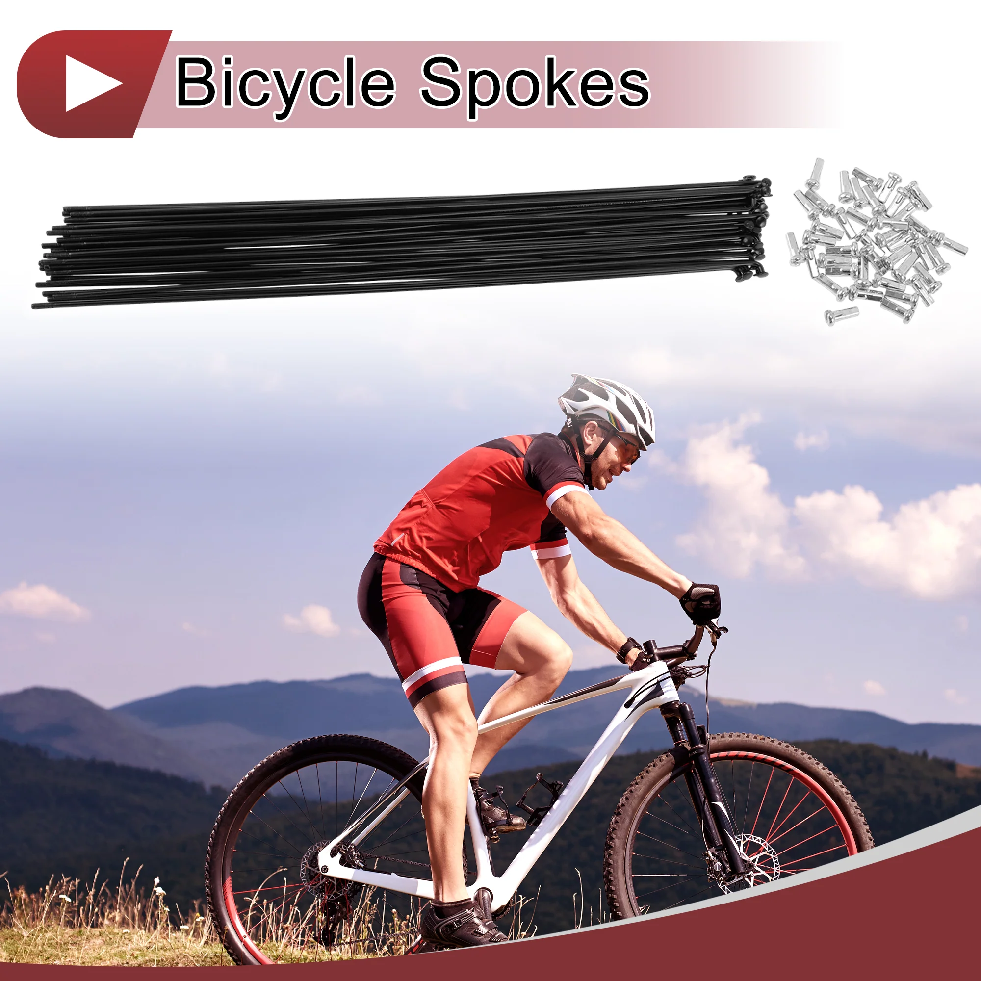 38 Set 14G Bicycle Spoke 263 mm 14G Bike Wheel Spoke Carbon Steel Black - Image 2