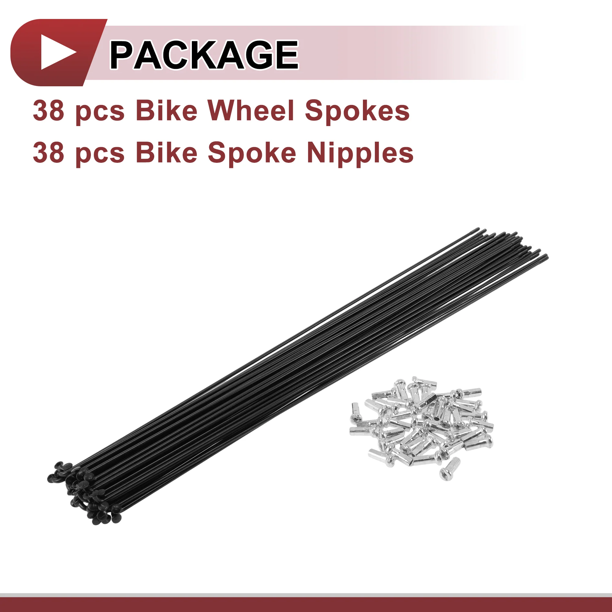 38 Set 14G Bicycle Spoke 285 mm 14G Bike Wheel Spoke Carbon Steel Black - Image 5