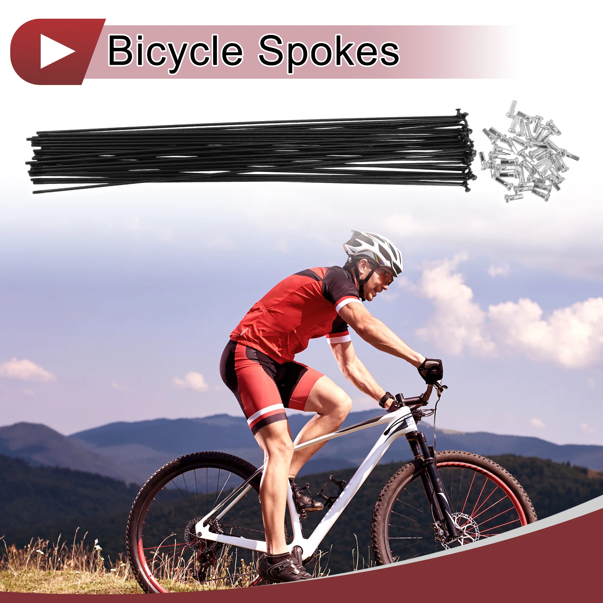 38 Set 14G Bicycle Spoke 299 mm 14G Bike Wheel Spoke Carbon Steel Black - Image 2