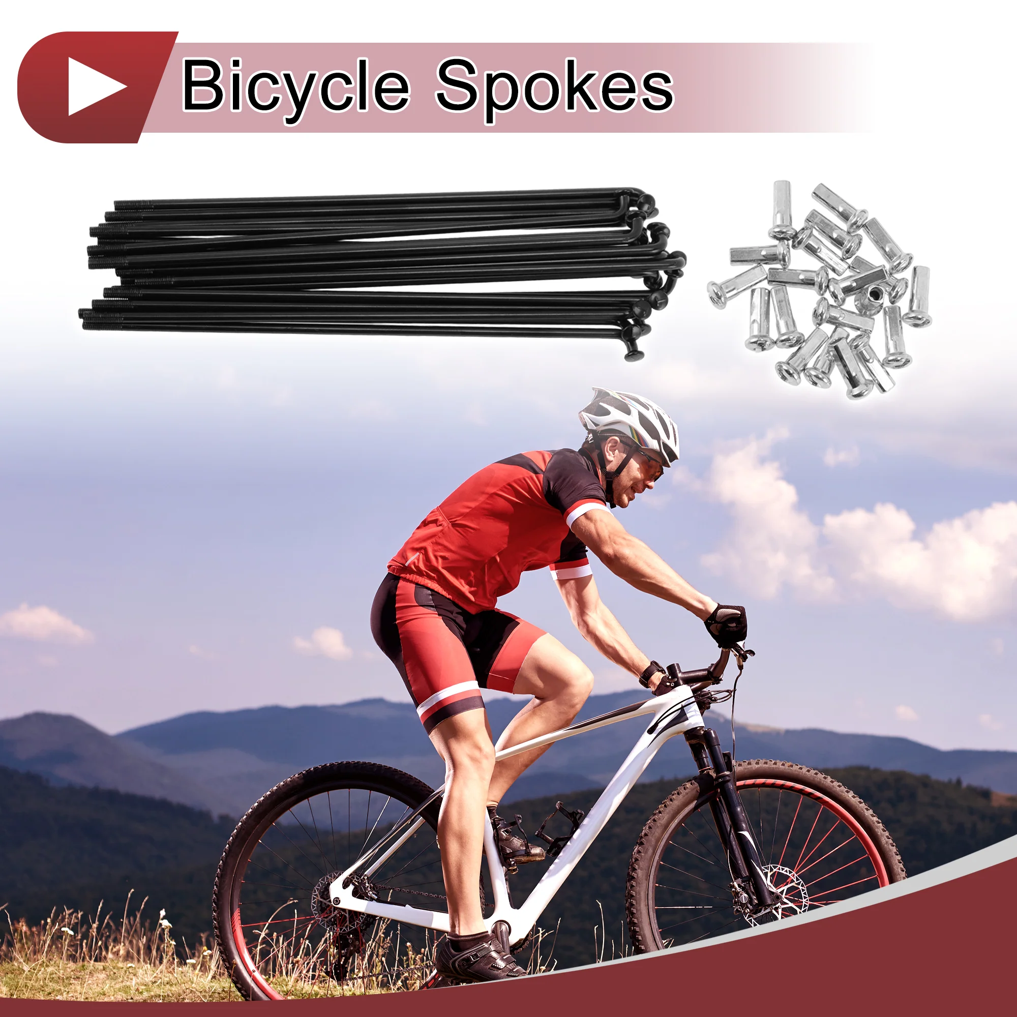 20 Set 12G Bicycle Spoke 131 mm 12G Bike Wheel Spoke Carbon Steel Black - Image 2