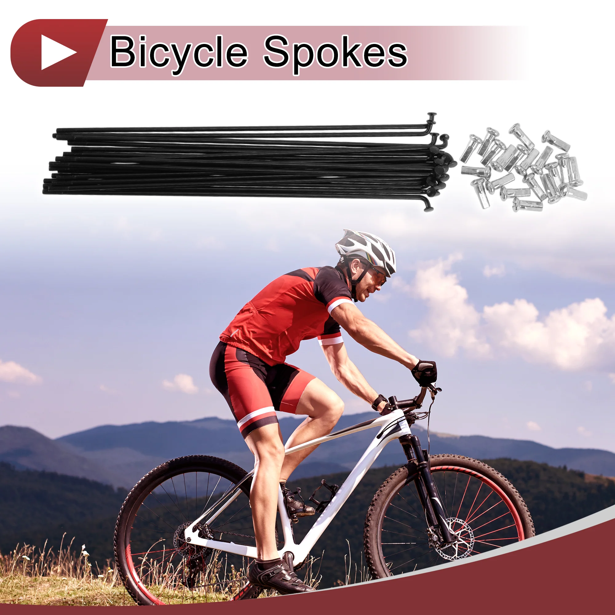 20 Set 12G Bicycle Spoke 185 mm 12G Bike Wheel Spoke Carbon Steel Black - Image 2