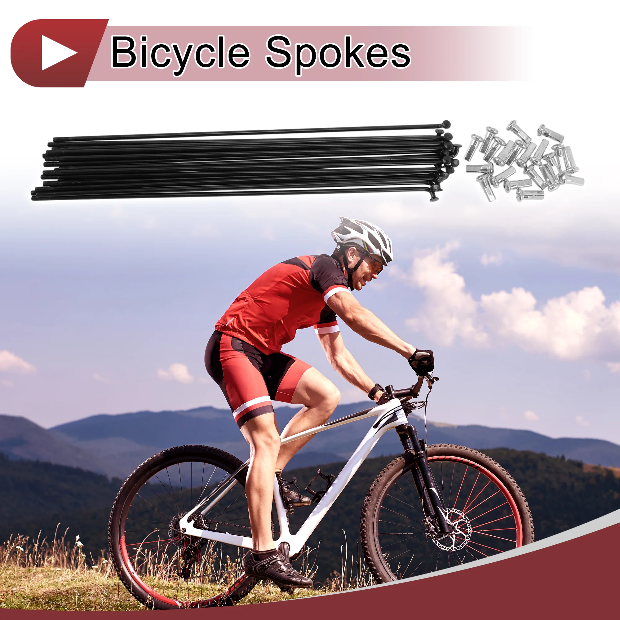 20 set 12G Bicycle Spoke 210 mm 12G Bike Wheel Spoke Carbon Steel Black - Image 2