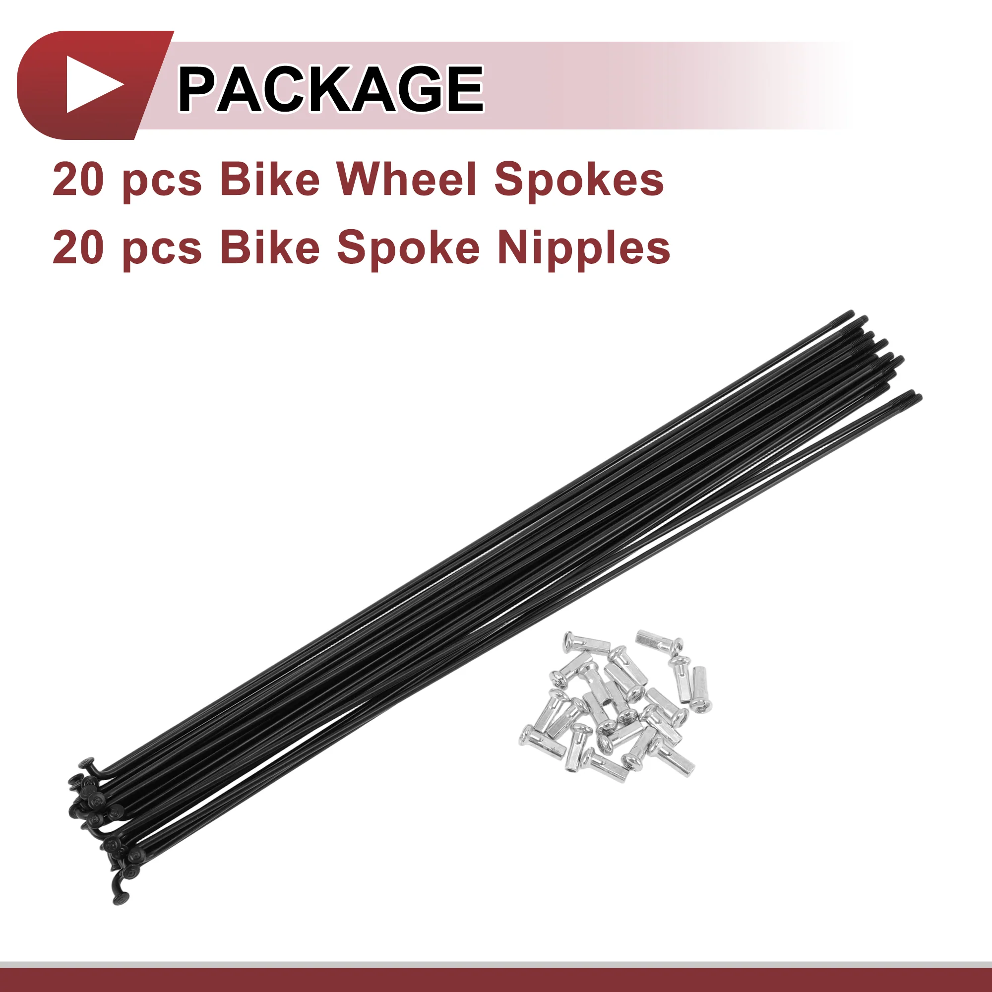 20 Set 12G Bicycle Spoke 286 mm 12G Bike Wheel Spoke Carbon Steel Black - Image 5