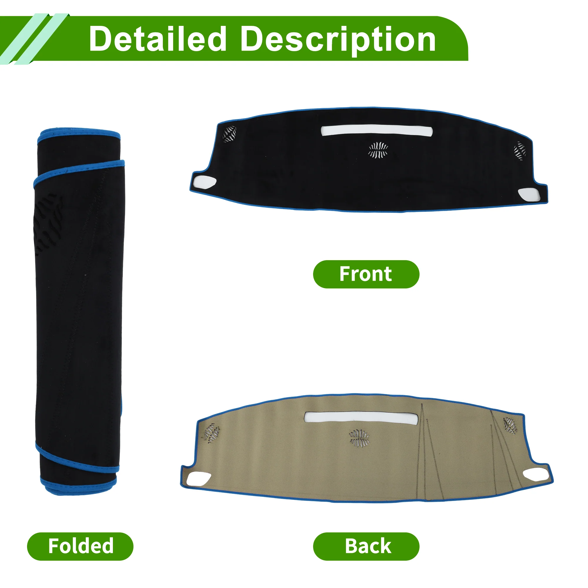 Dashboard Cover for Chevrolet Suburban 21-24 without Hud Flannel Black Blue 1 Pc - Image 4