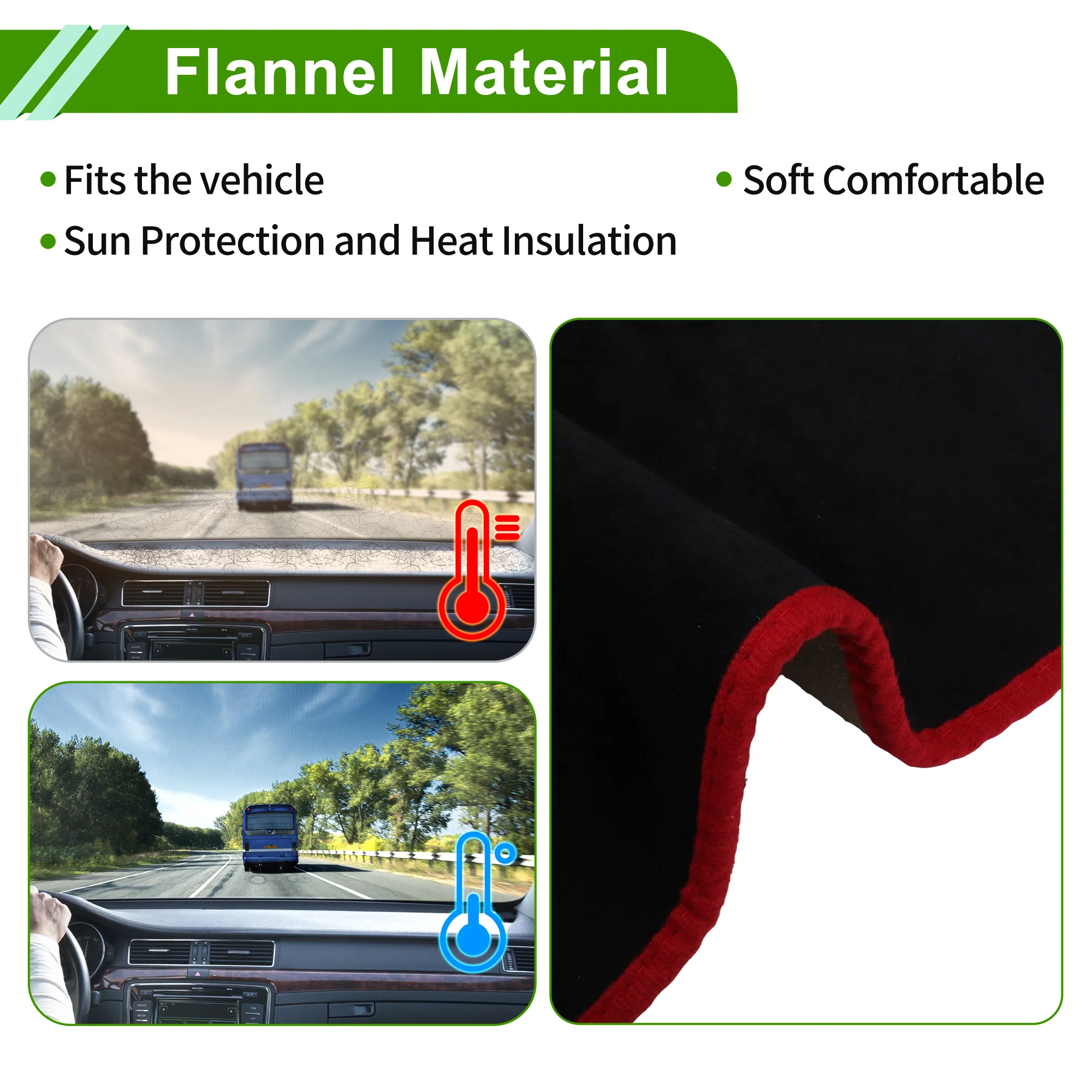 Dashboard Cover for Chevrolet Suburban 21-24 without Hud Flannel Black Red 1 Pc - Image 5