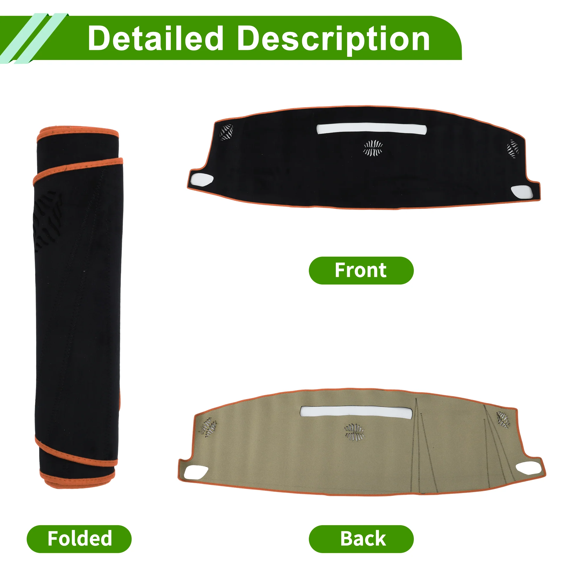 Dashboard Cover for Chevrolet Suburban 2021-2024 Flannel Black Orange 1 Pc - Image 4