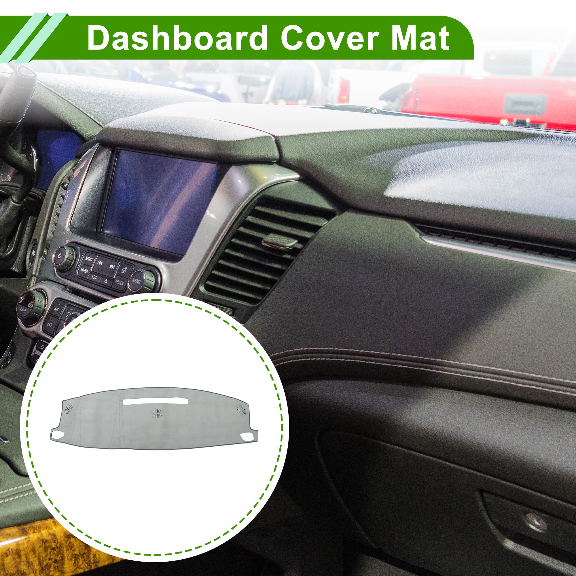 Dashboard Cover for Chevrolet Suburban 2021-2024 without Hud Flannel Gray 1 Pcs - Image 2