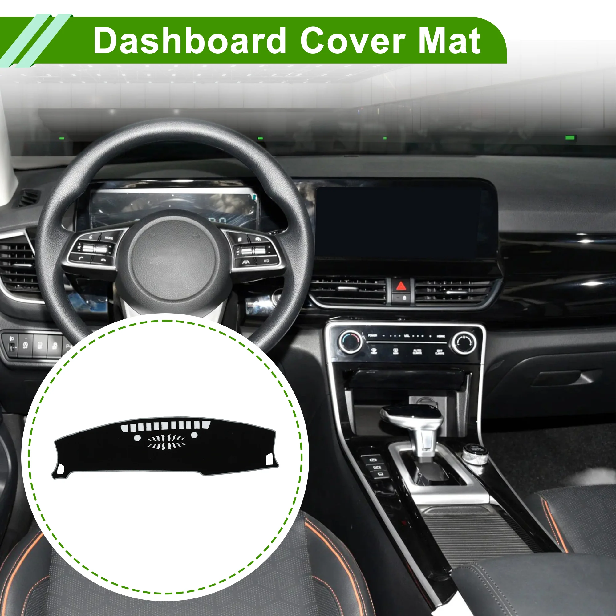 Dashboard Cover for Kia Seltos 2024-2025 without Hud Polyester Black Gray 1 Pcs - Image 2
