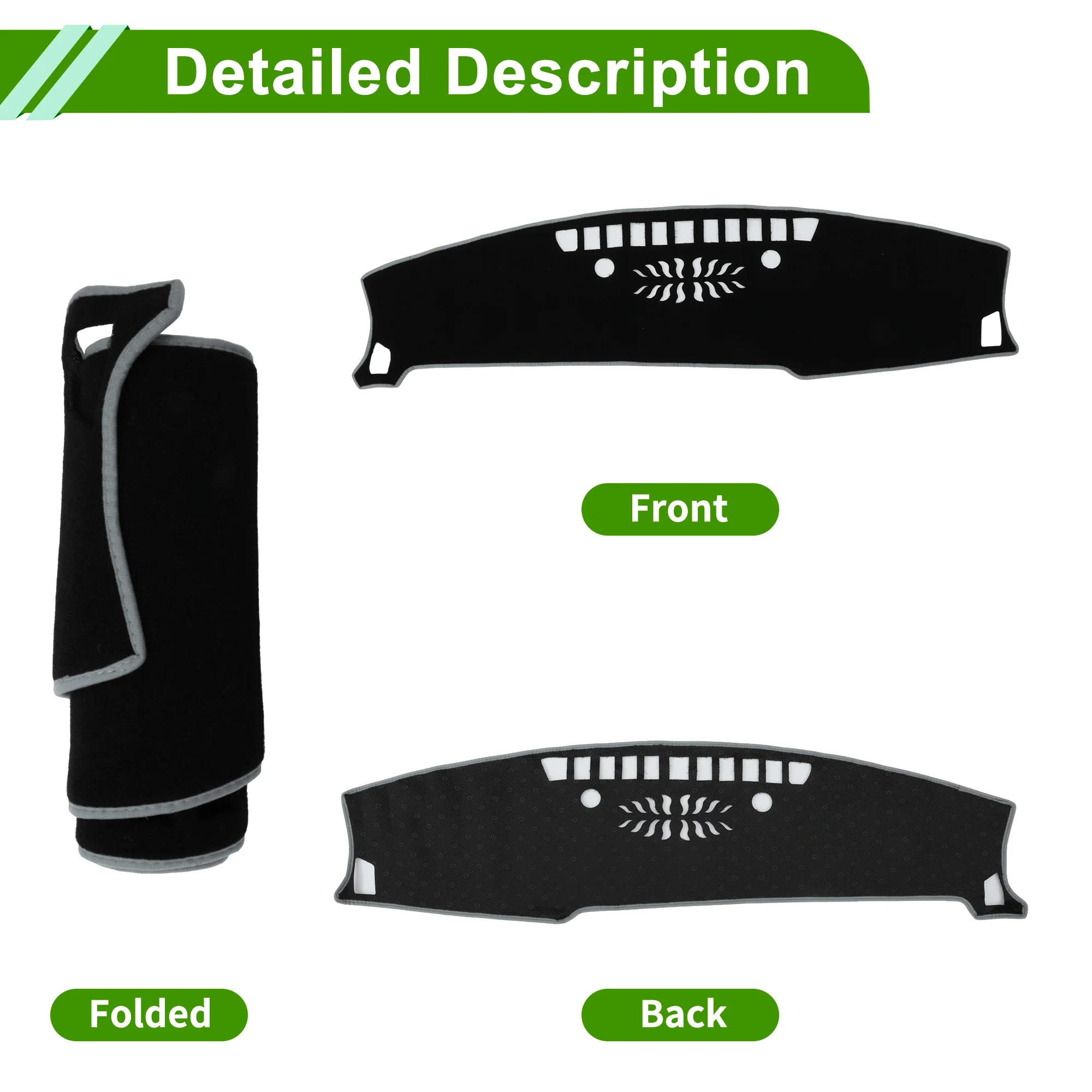 Dashboard Cover for Kia Seltos 2024-2025 without Hud Polyester Black Gray 1 Pcs - Image 4