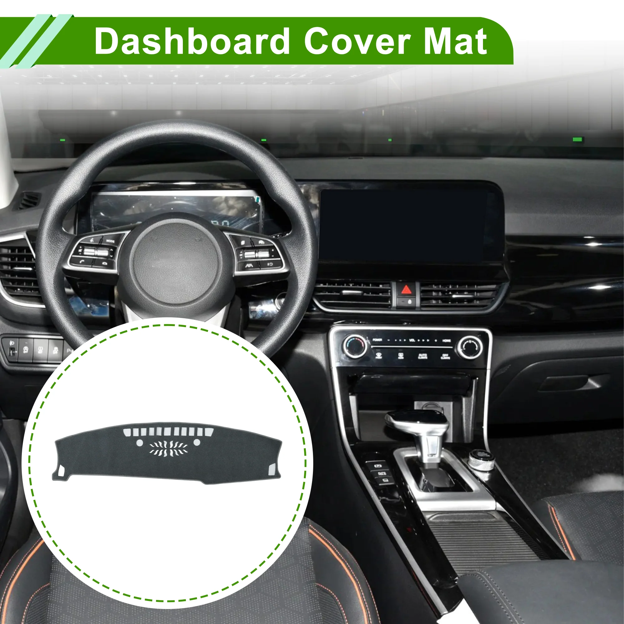 Dashboard Cover for Kia Seltos 2024-2025 without Hud Polyester Gray 1 Pcs - Image 2