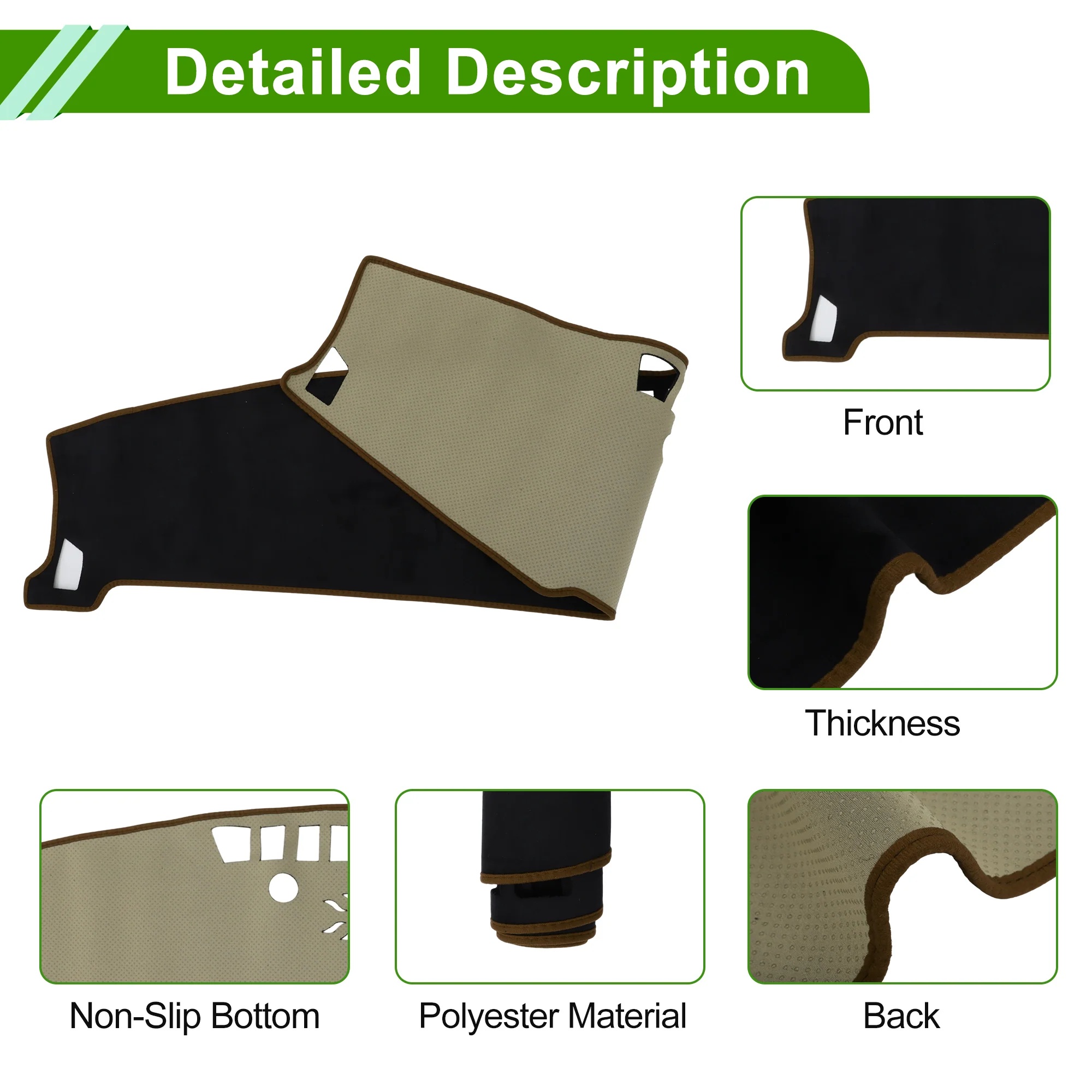 Dashboard Cover for Kia Seltos 2024-2025 without Hud Flannel Black Brown 1 Pcs - Image 6